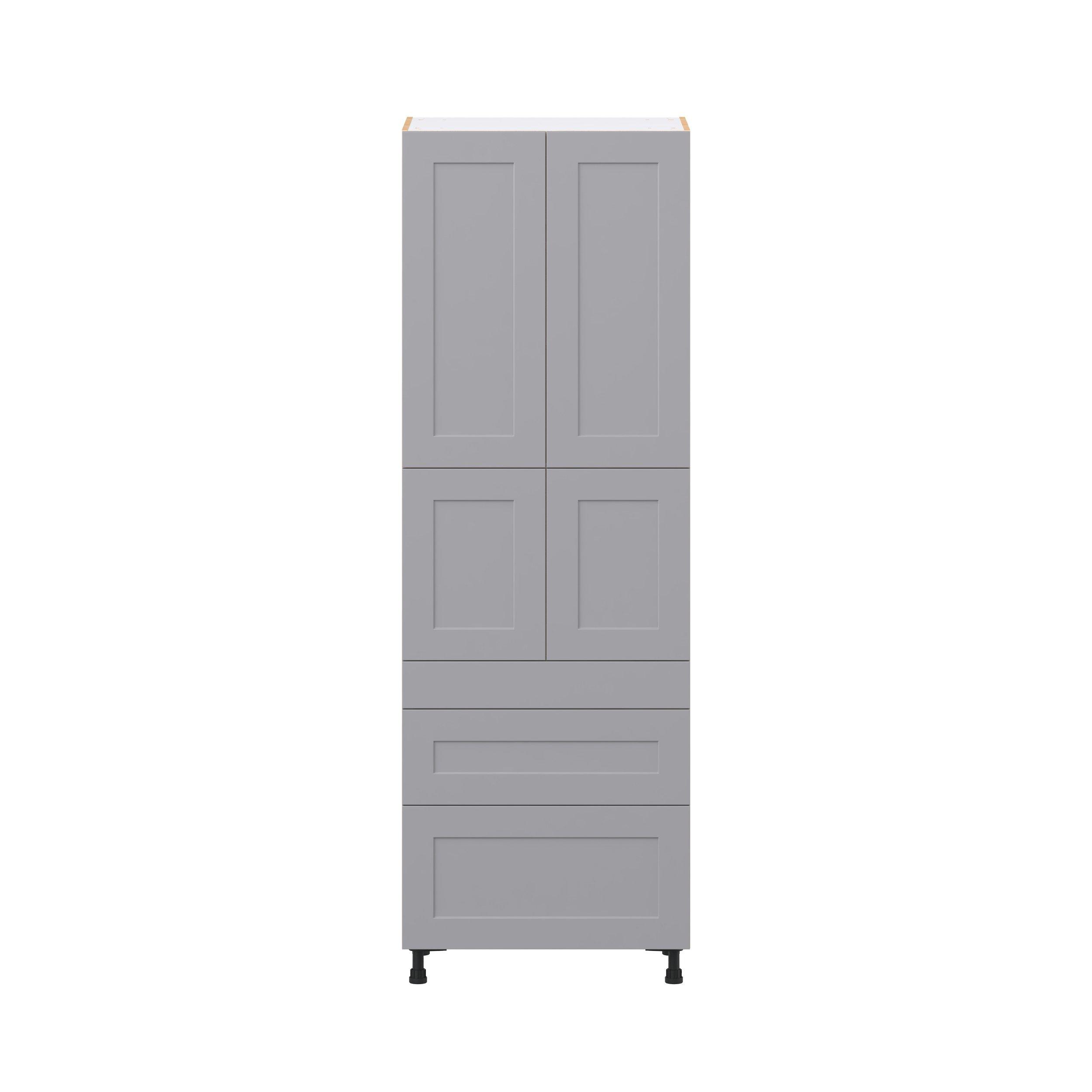Candler 30 in. Painted Slate Gray Door and Drawer Pantry Cabinet with Inner Pull-Out