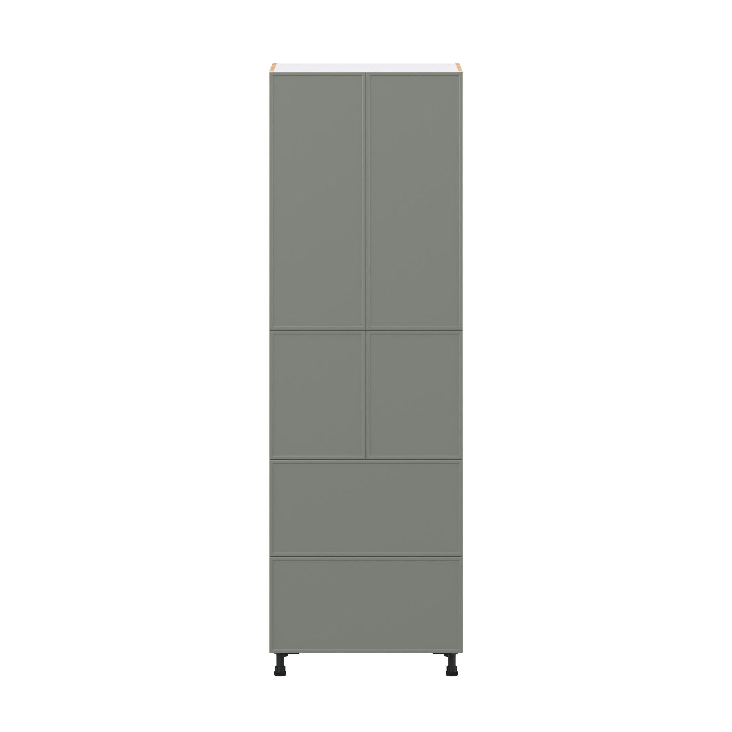 Linden 30 in. Painted Moss Green Door and Drawer Pantry Cabinet with Inner Pull-Out