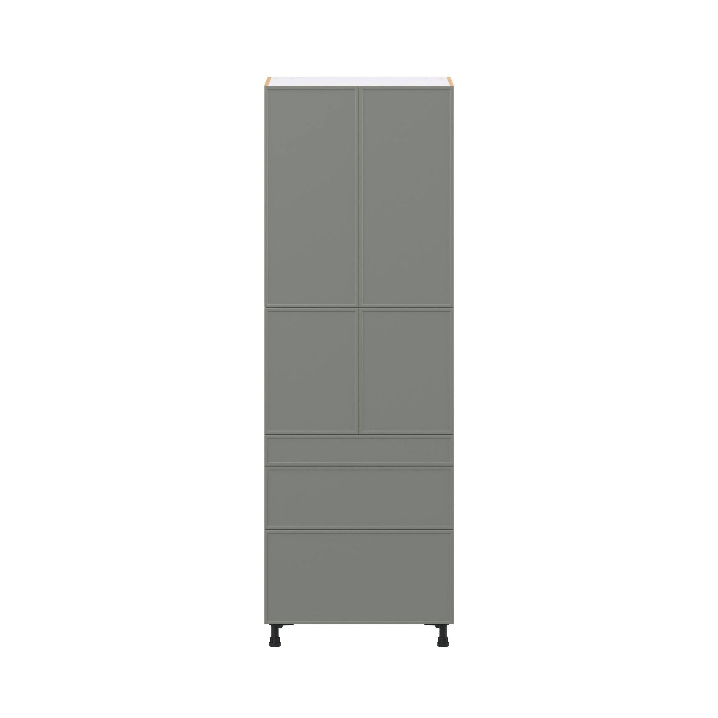 Linden 30 in. Painted Moss Green Door and Drawer Pantry Cabinet with Inner Pull-Out