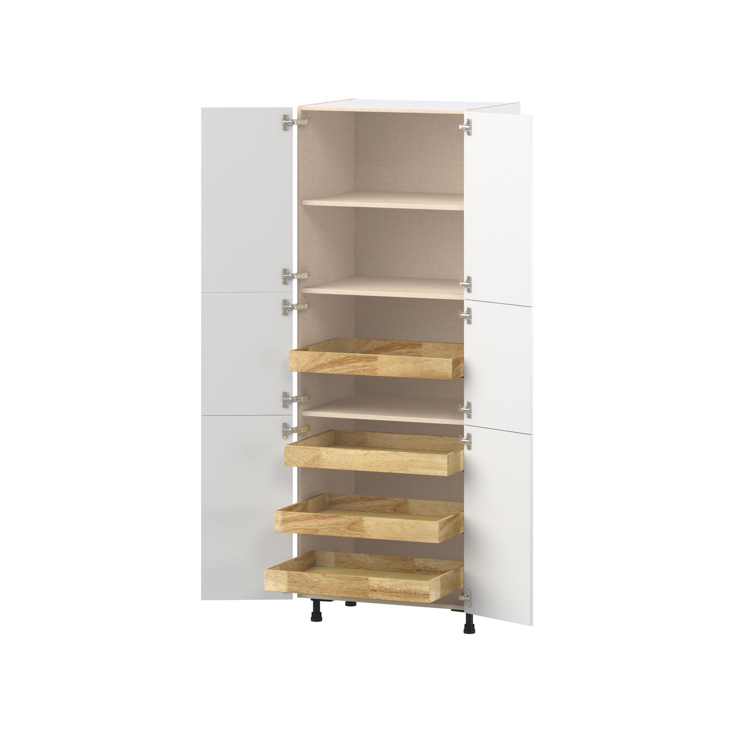 Candler 30 in. Painted Warm White Pantry Cabinet with Inner Pull-Out Drawer