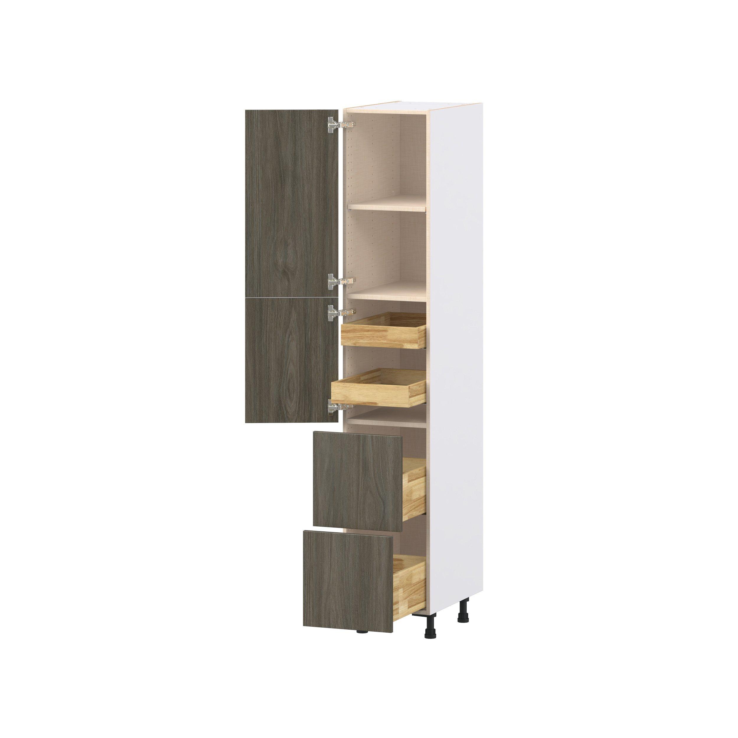 Glenwood 15 in. Burnt Walnut Door and Drawer Pantry Cabinet with Inner Pull-Out