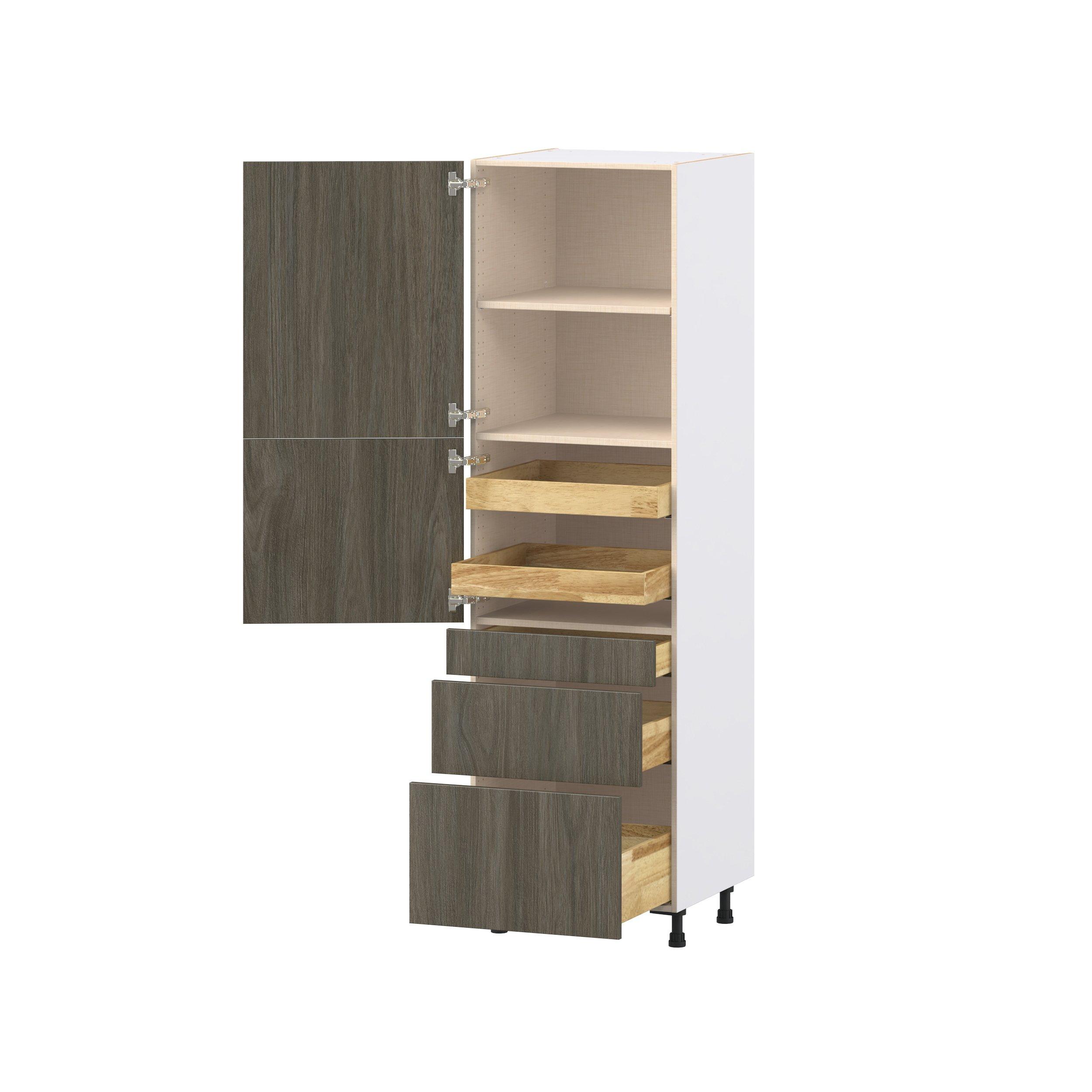 Glenwood 24 in. Burnt Walnut Door and Drawer Pantry Cabinet with Inner Pull-Out