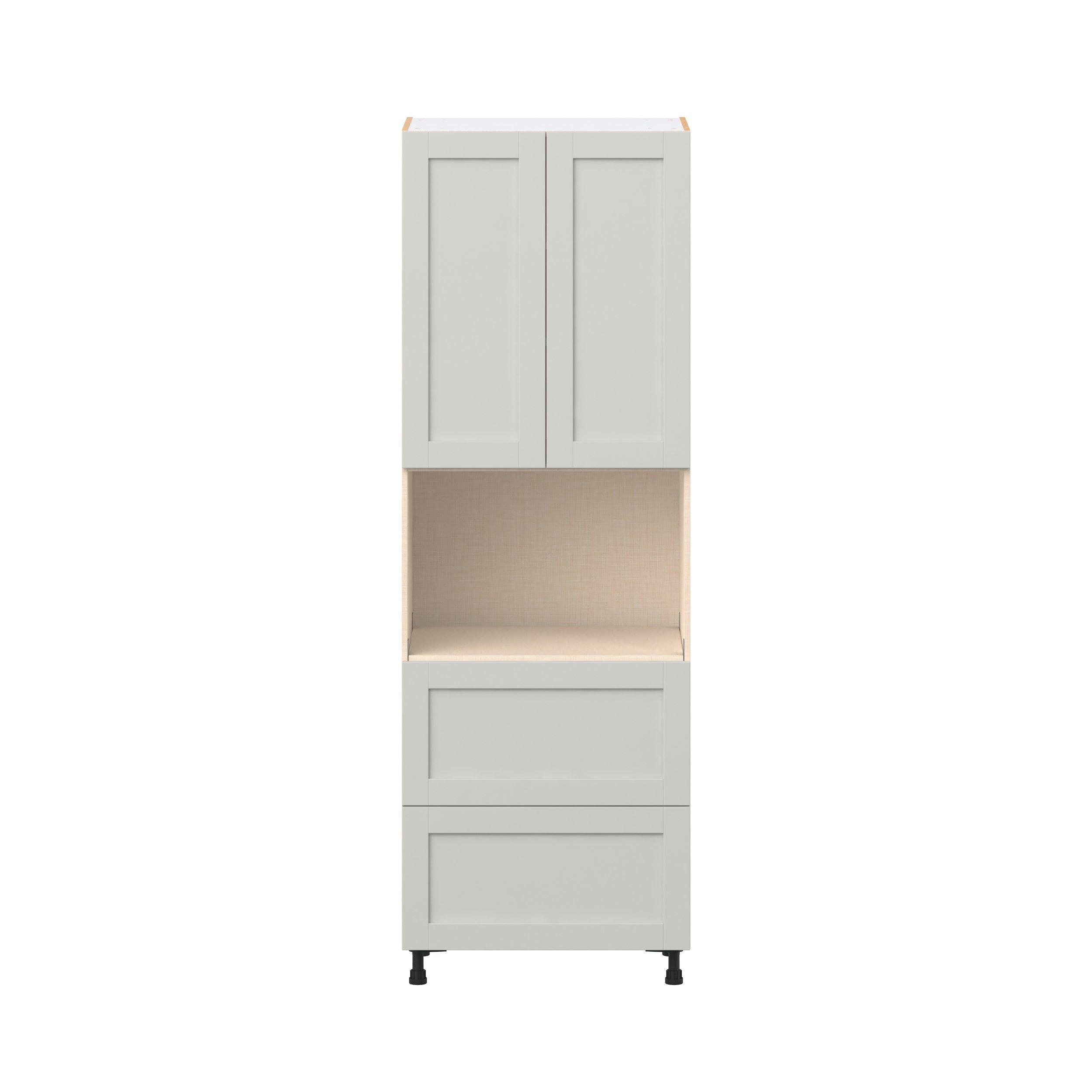 Summerhill 30 in. Light Gray Door and Drawer Microwave Pantry Cabinet