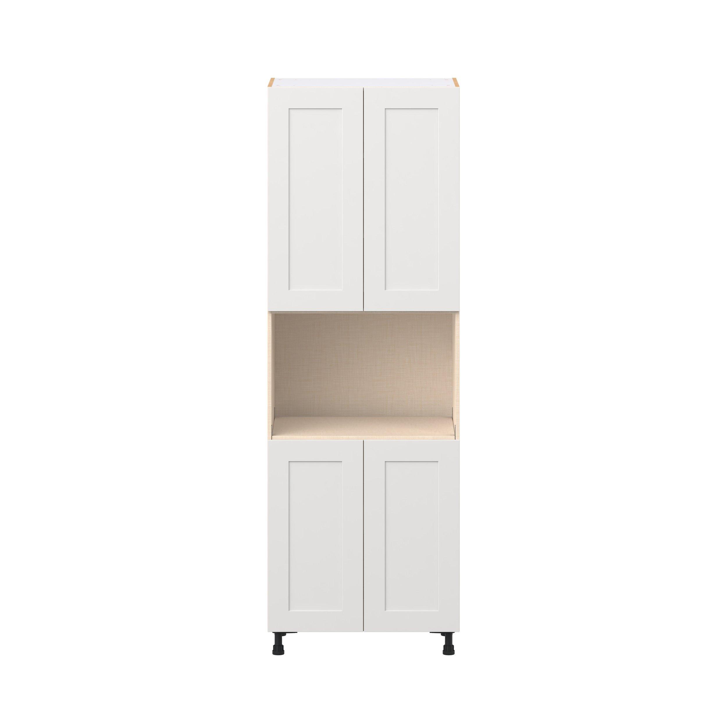 Candler 30 in. Painted Warm White Door Microwave Pantry Cabinet