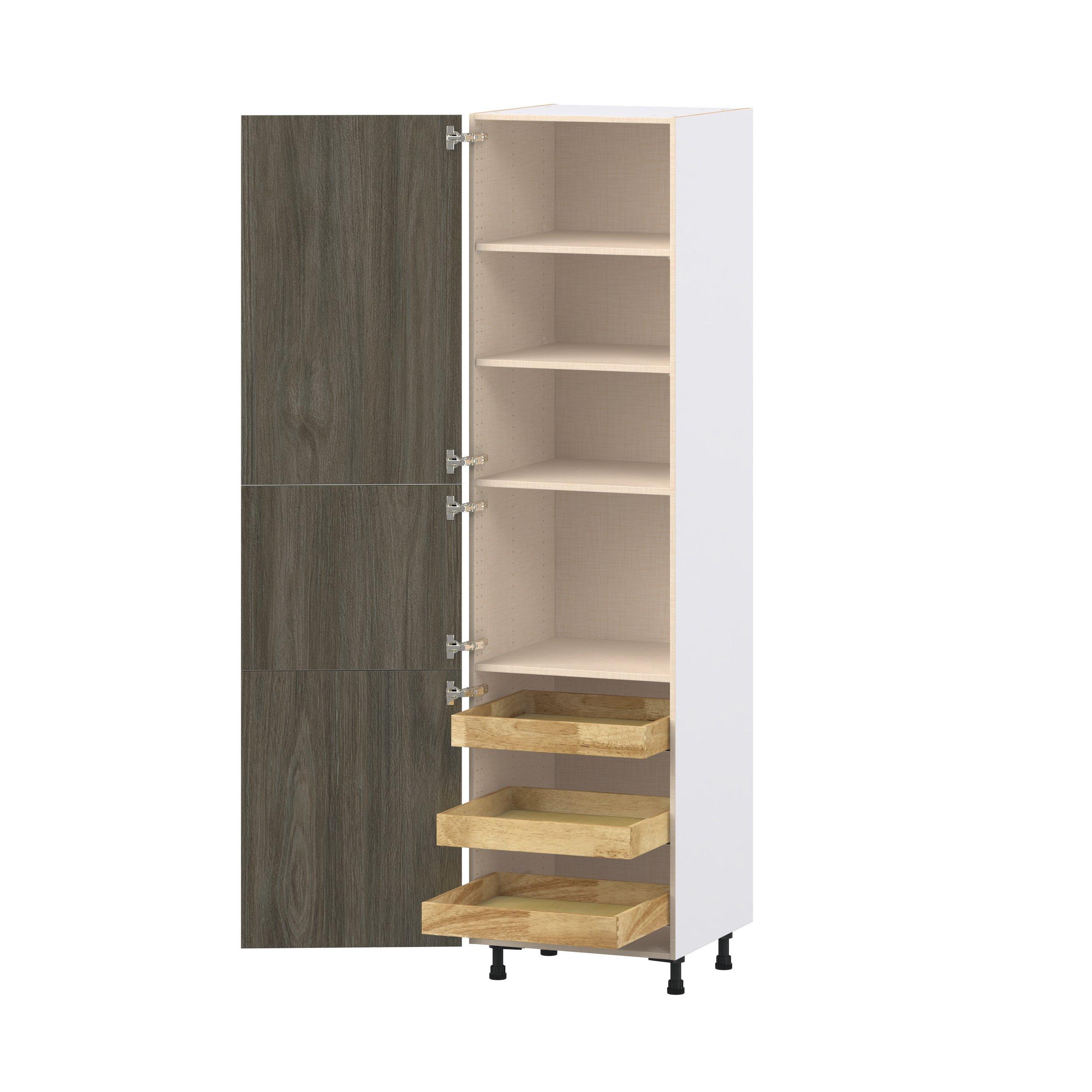 Glenwood 24 in. Burnt Walnut Pantry Cabinet with Inner Pull-Out Drawer