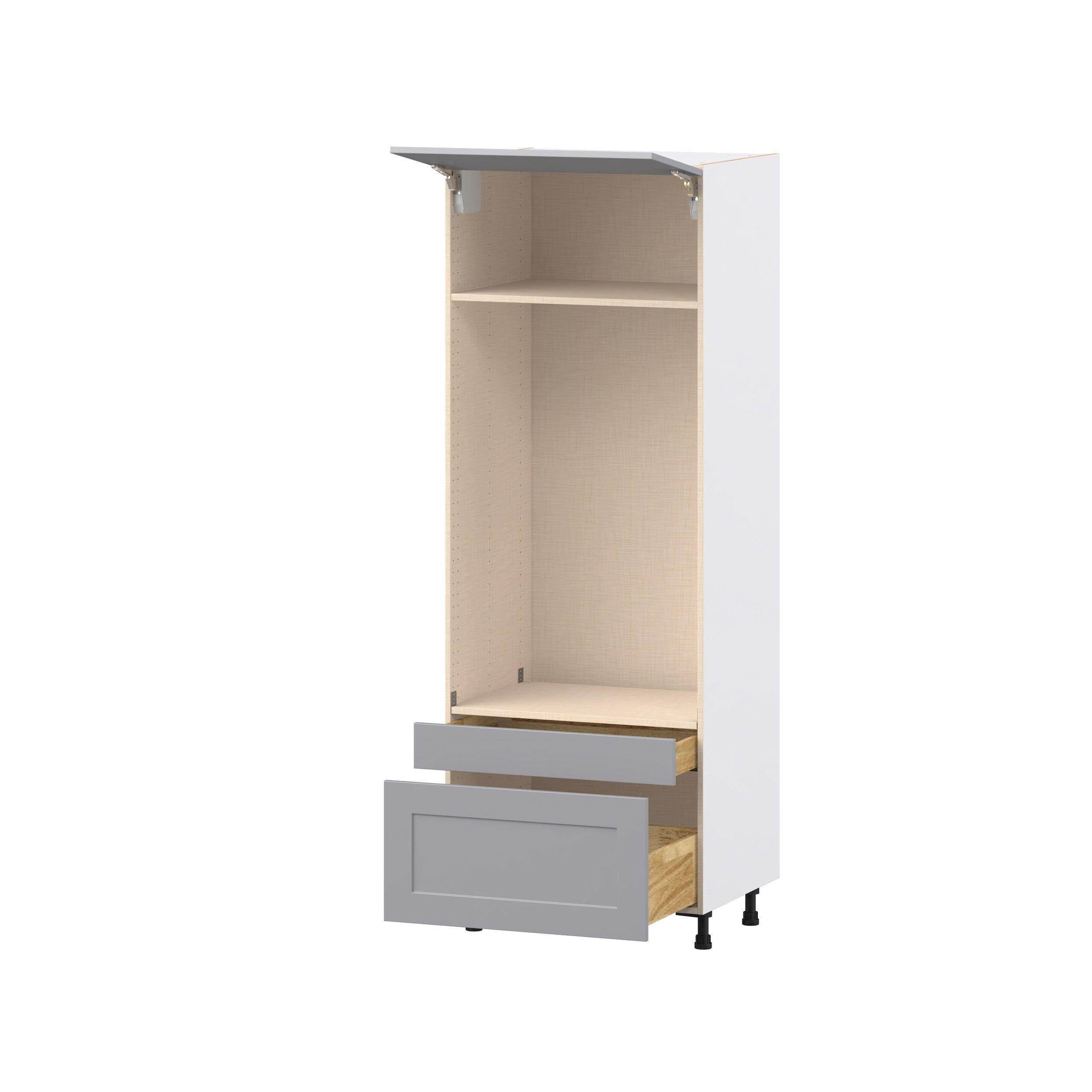 Candler 30 in. Painted Slate Gray Lift Up Door and Drawer Microwave/Oven Pantry Cabinet