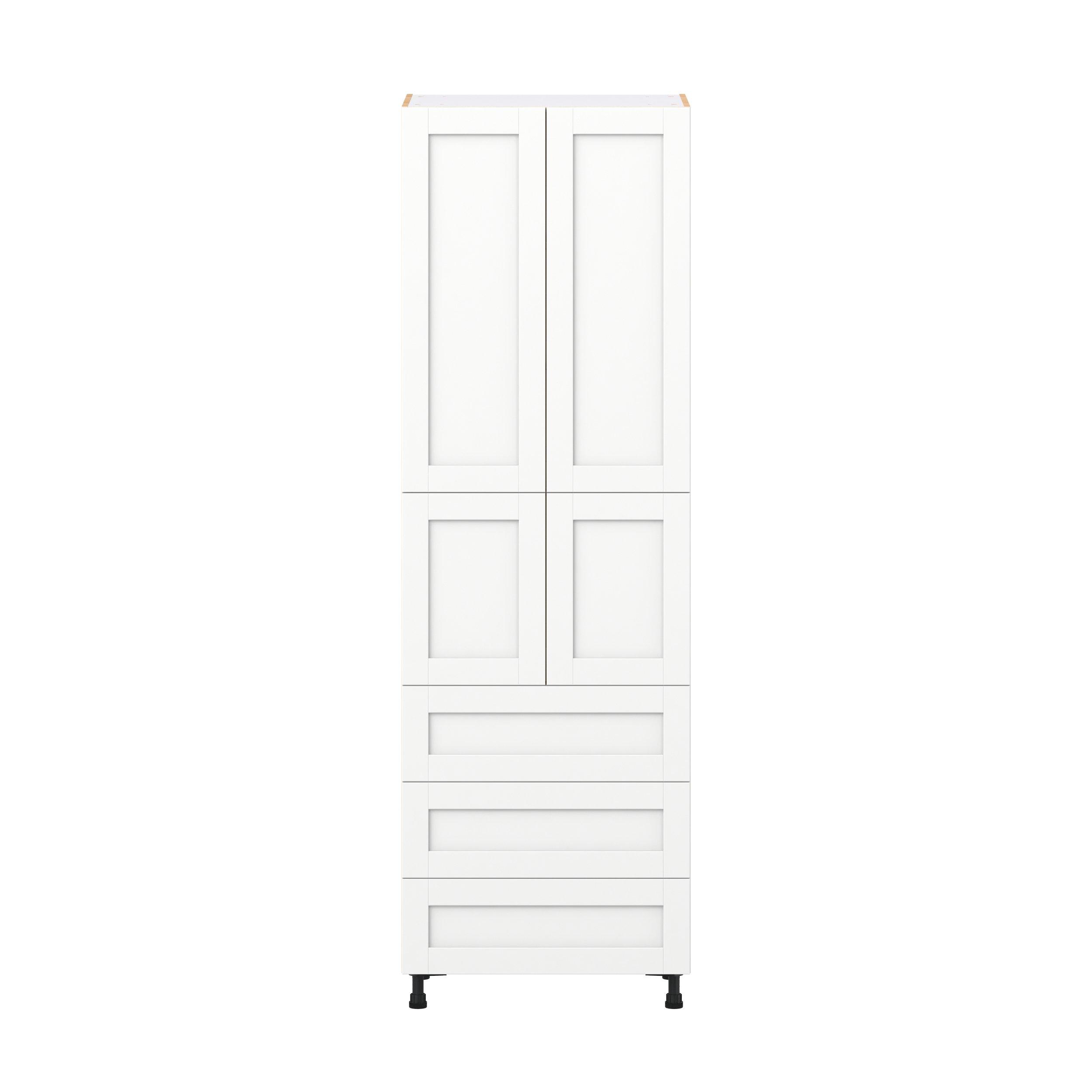 Summerhill 30 in. Bright White Door and Drawer Pantry Cabinet with Inner Pull-Out