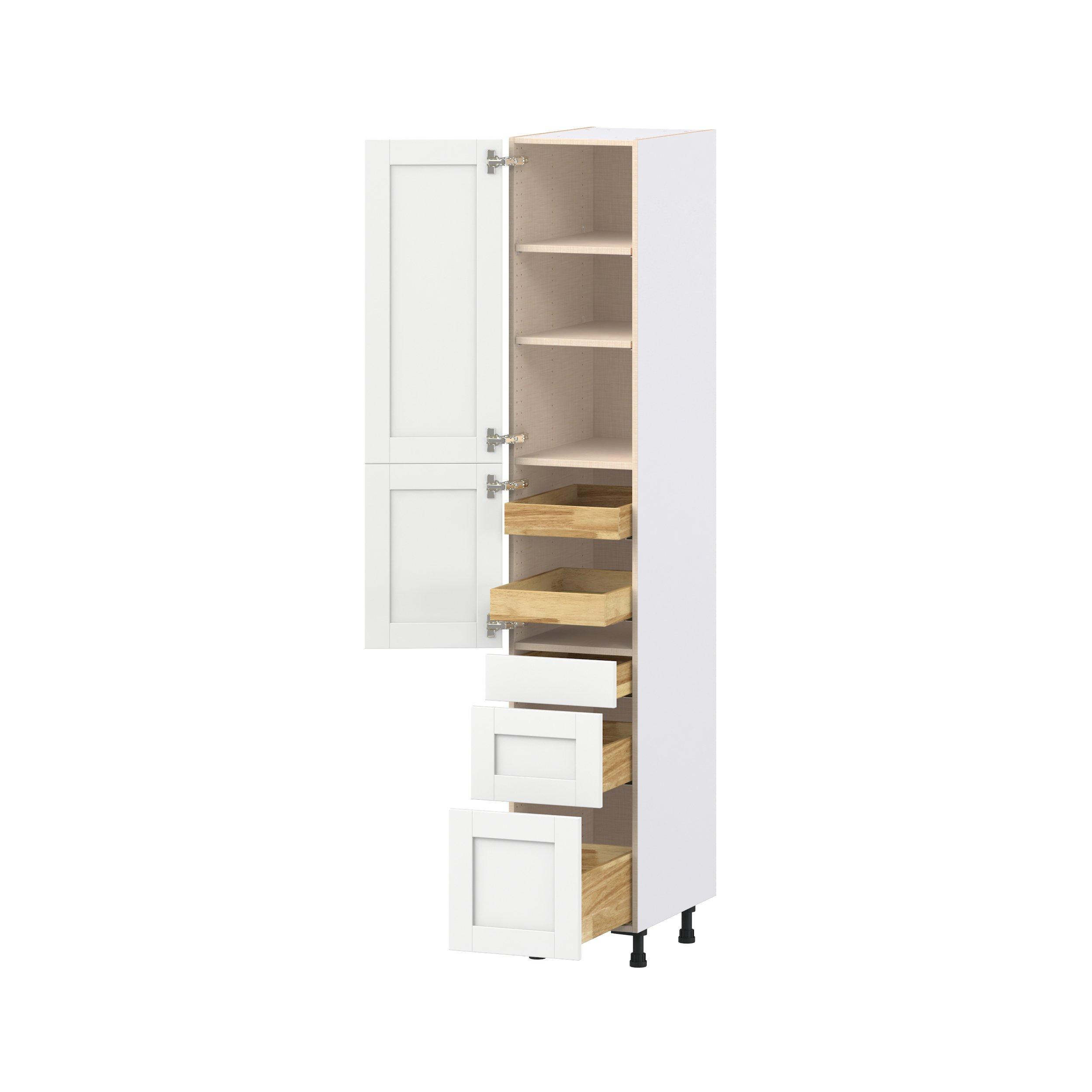 Summerhill 15 in. Bright White Door and Drawer Pantry Cabinet with Inner Pull-Out