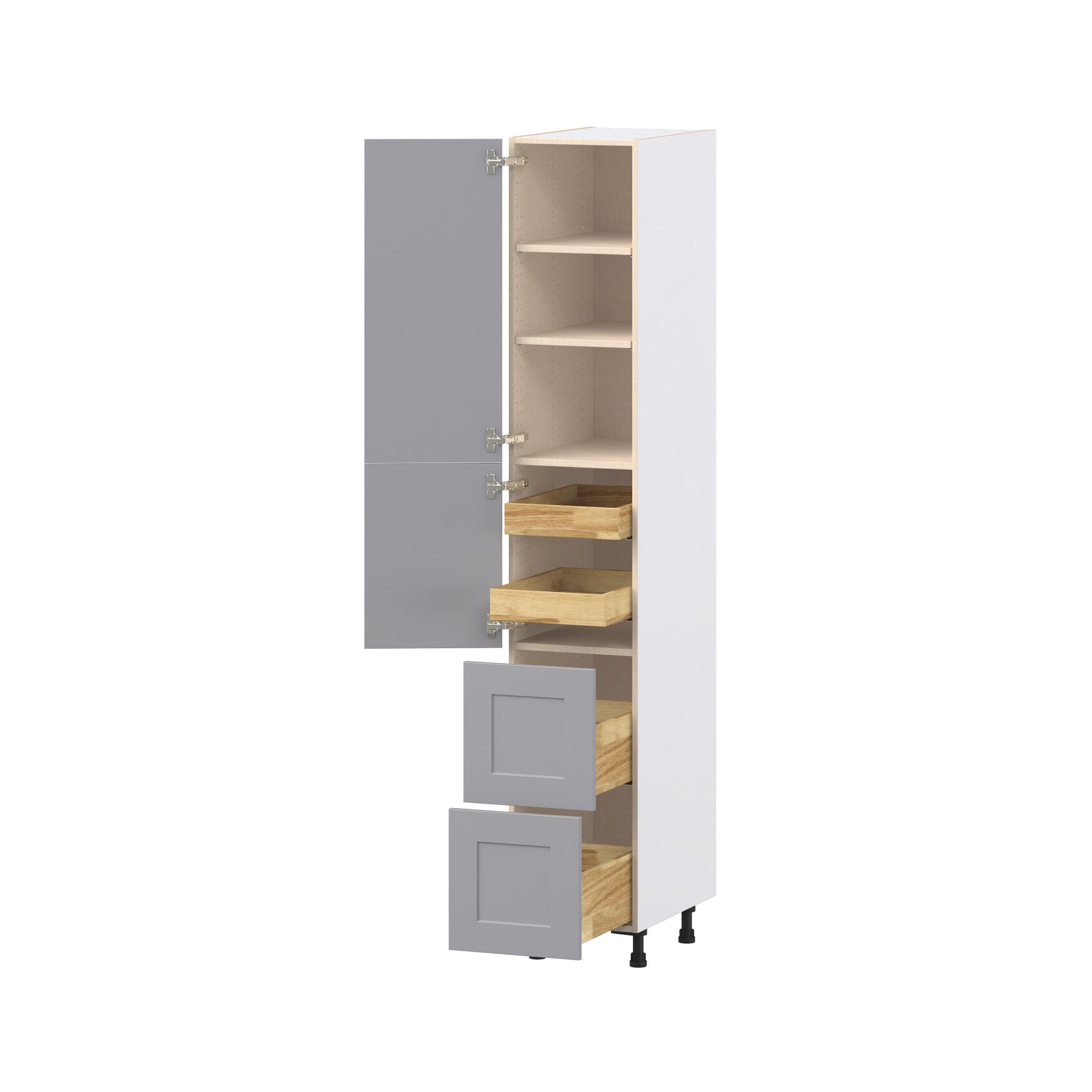 Candler 15 in. Painted Slate Gray Door and Drawer Pantry Cabinet with Inner Pull-Out