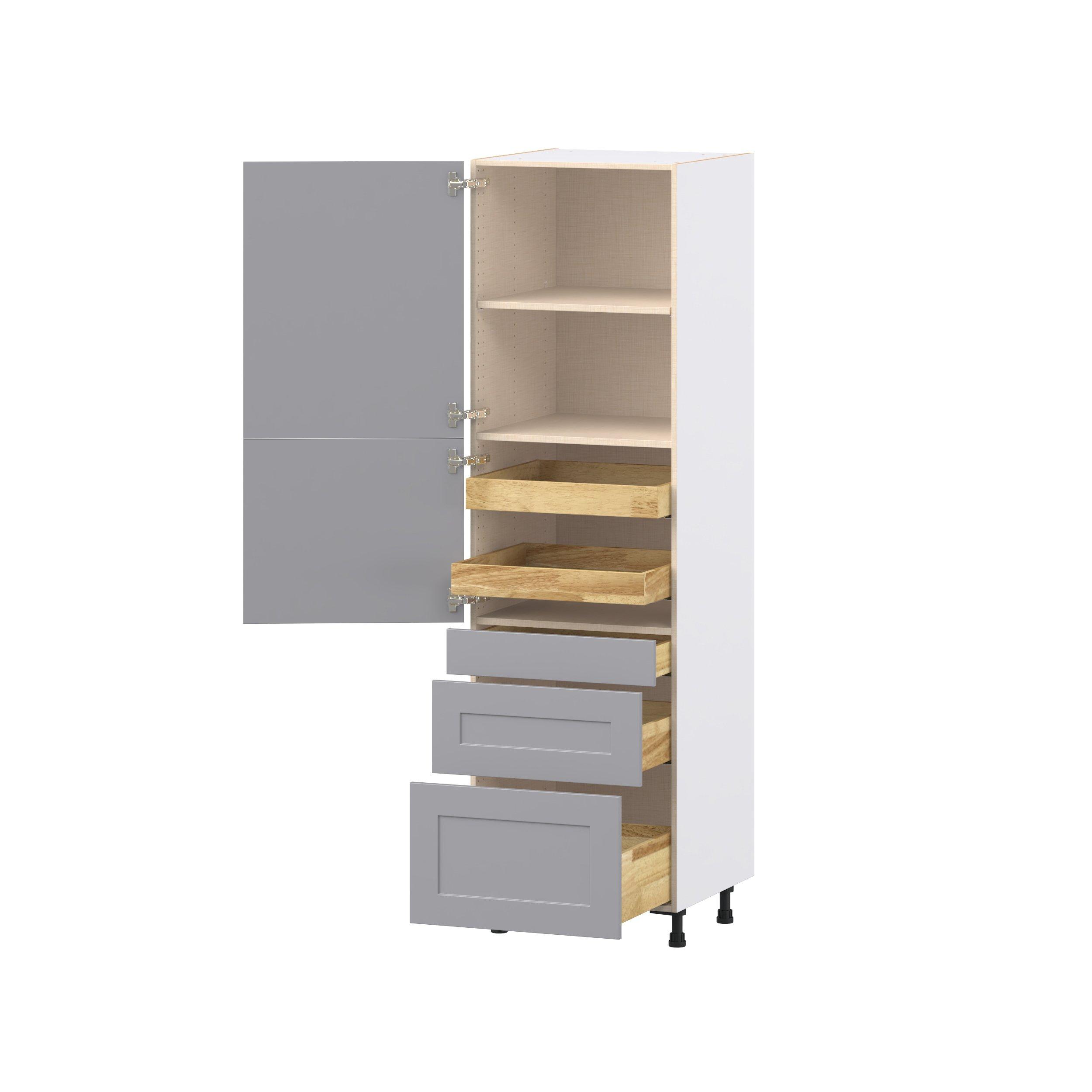 Candler 24 in. Painted Slate Gray Door and Drawer Pantry Cabinet with Inner Pull-Out