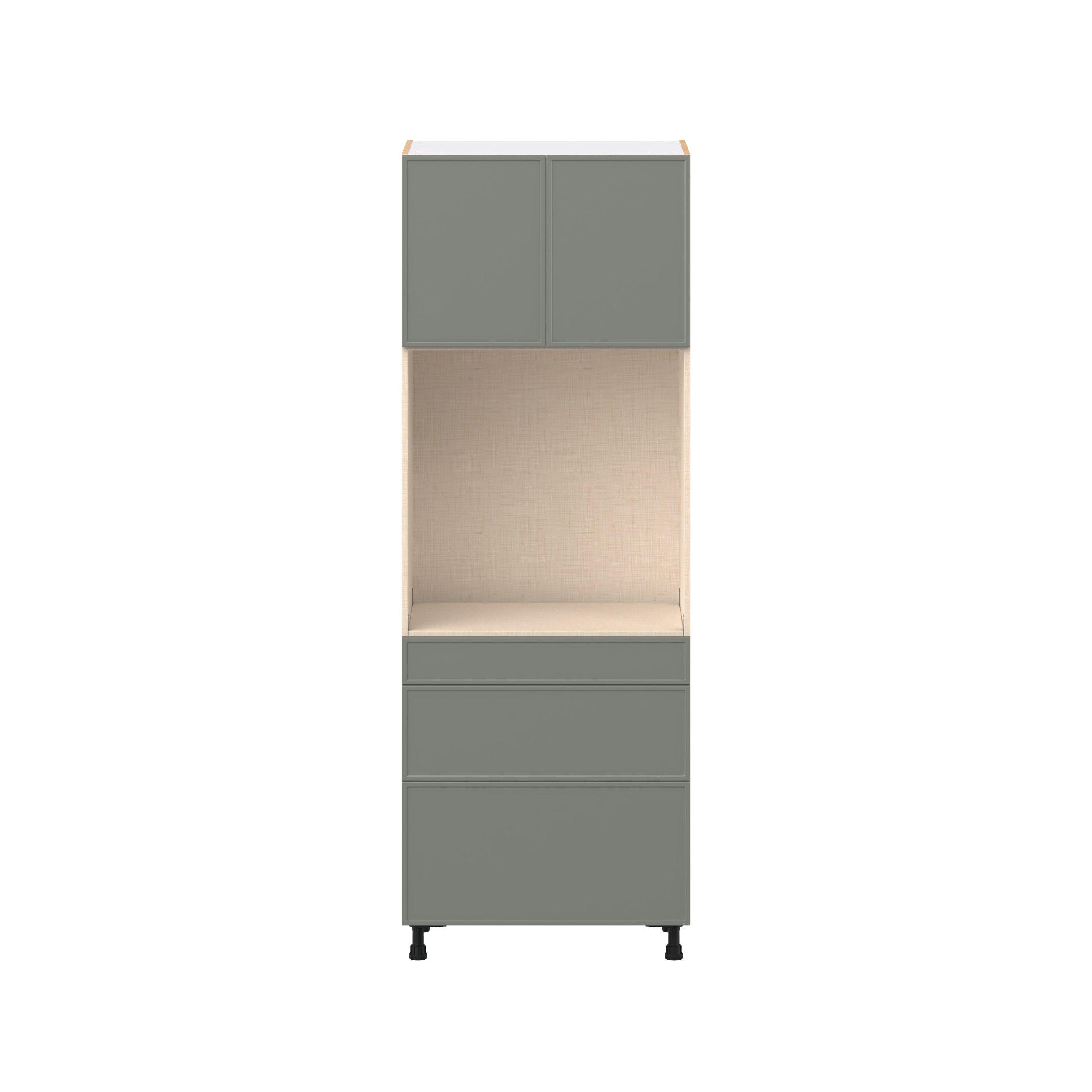 Linden 30 in. Painted Moss Green Door and Drawer Single Oven Pantry Cabinet