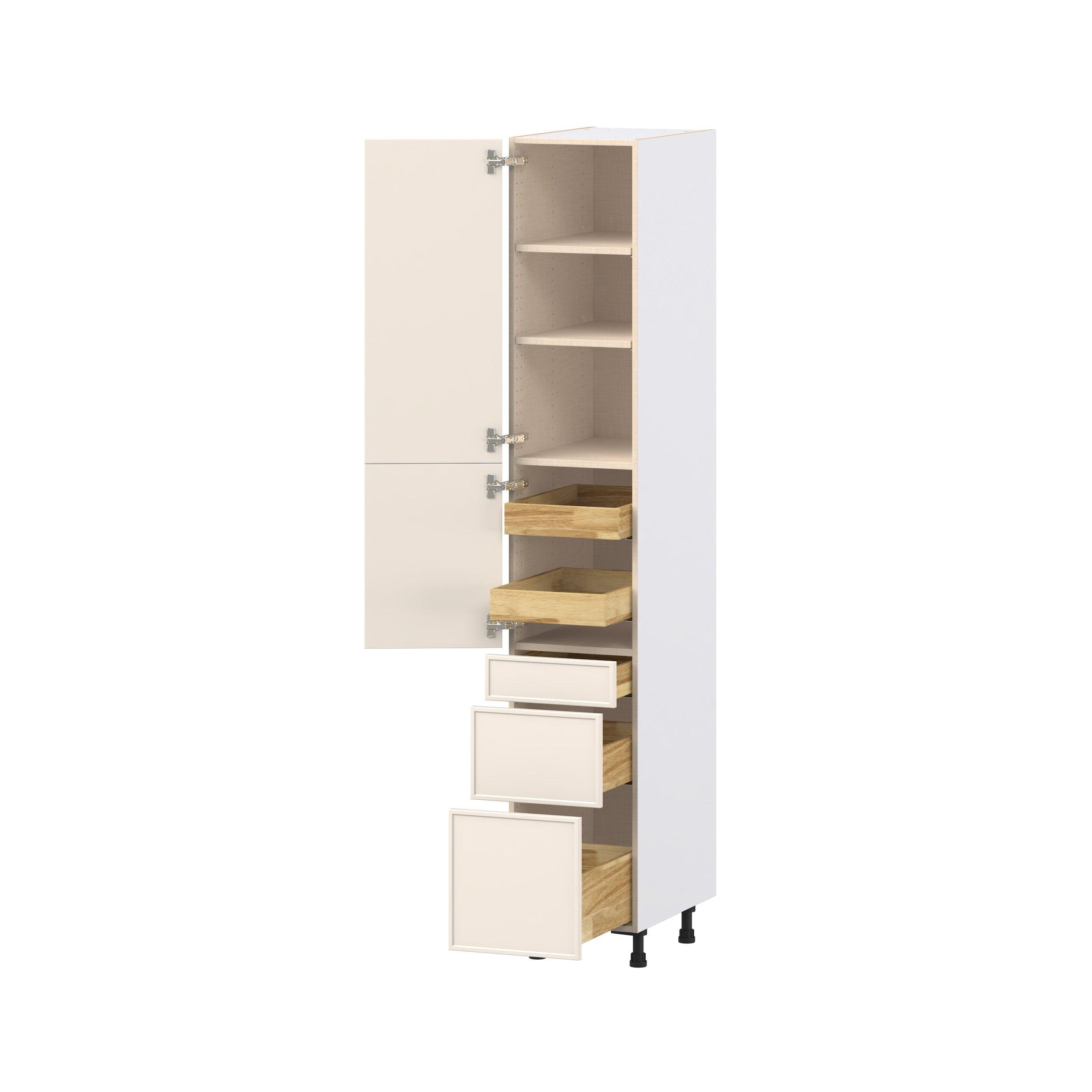 Linden 15 in. Painted Washed Linen Door and Drawer Pantry Cabinet with Inner Pull-Out