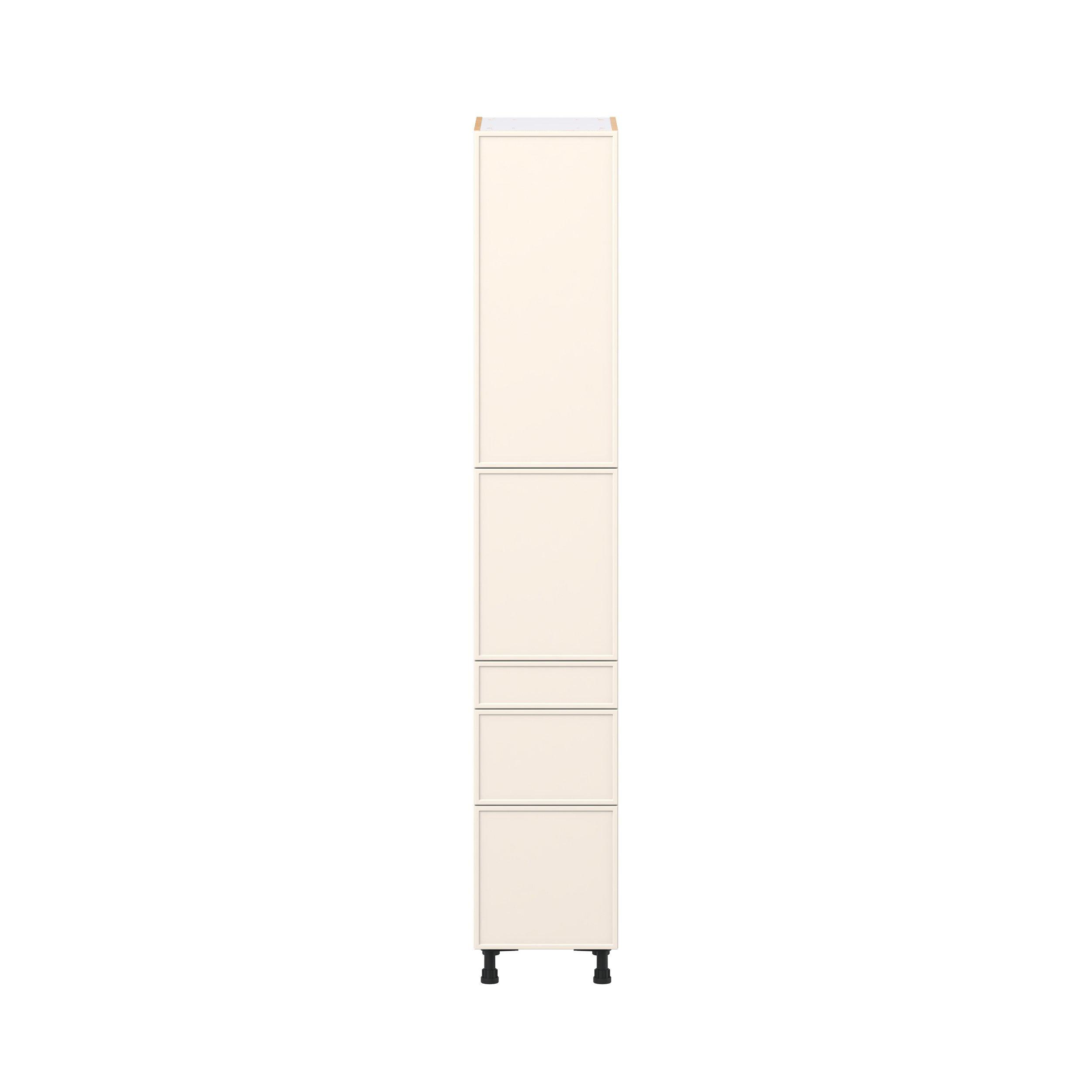 Linden 15 in. Painted Washed Linen Door and Drawer Pantry Cabinet with Inner Pull-Out