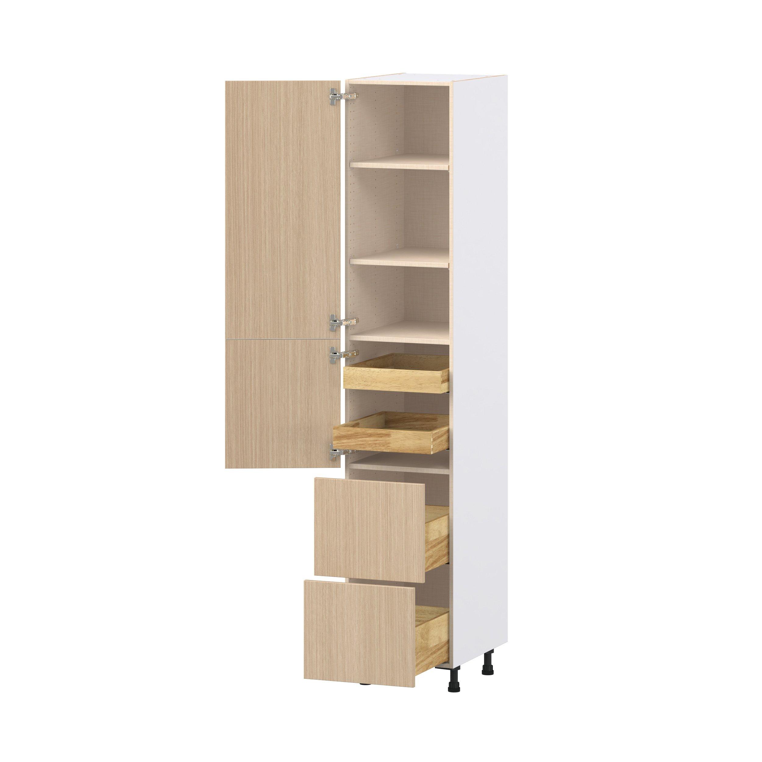Glenwood 18 in. Mojavi Oak Door and Drawer Pantry Cabinet with Inner Pull-Out