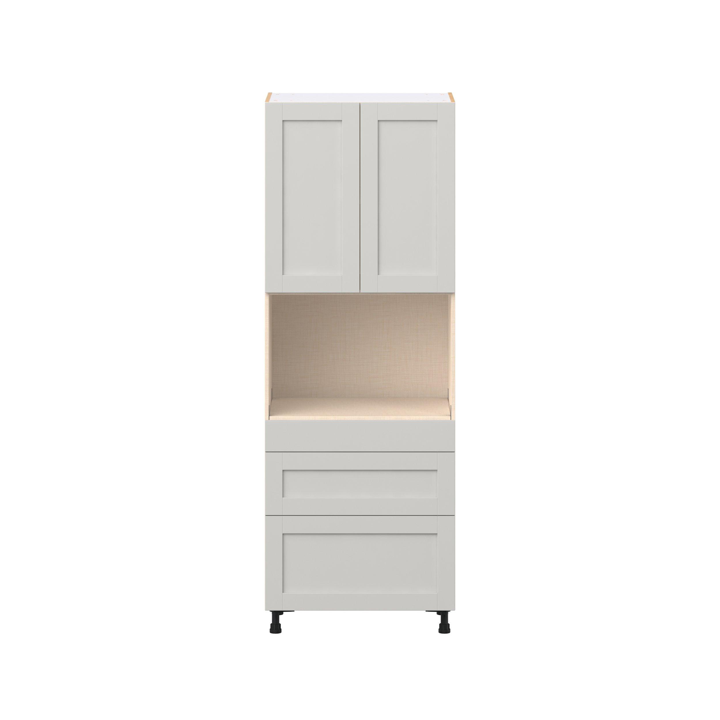 Summerhill 30 in. Light Gray Door and Drawer Microwave Pantry Cabinet