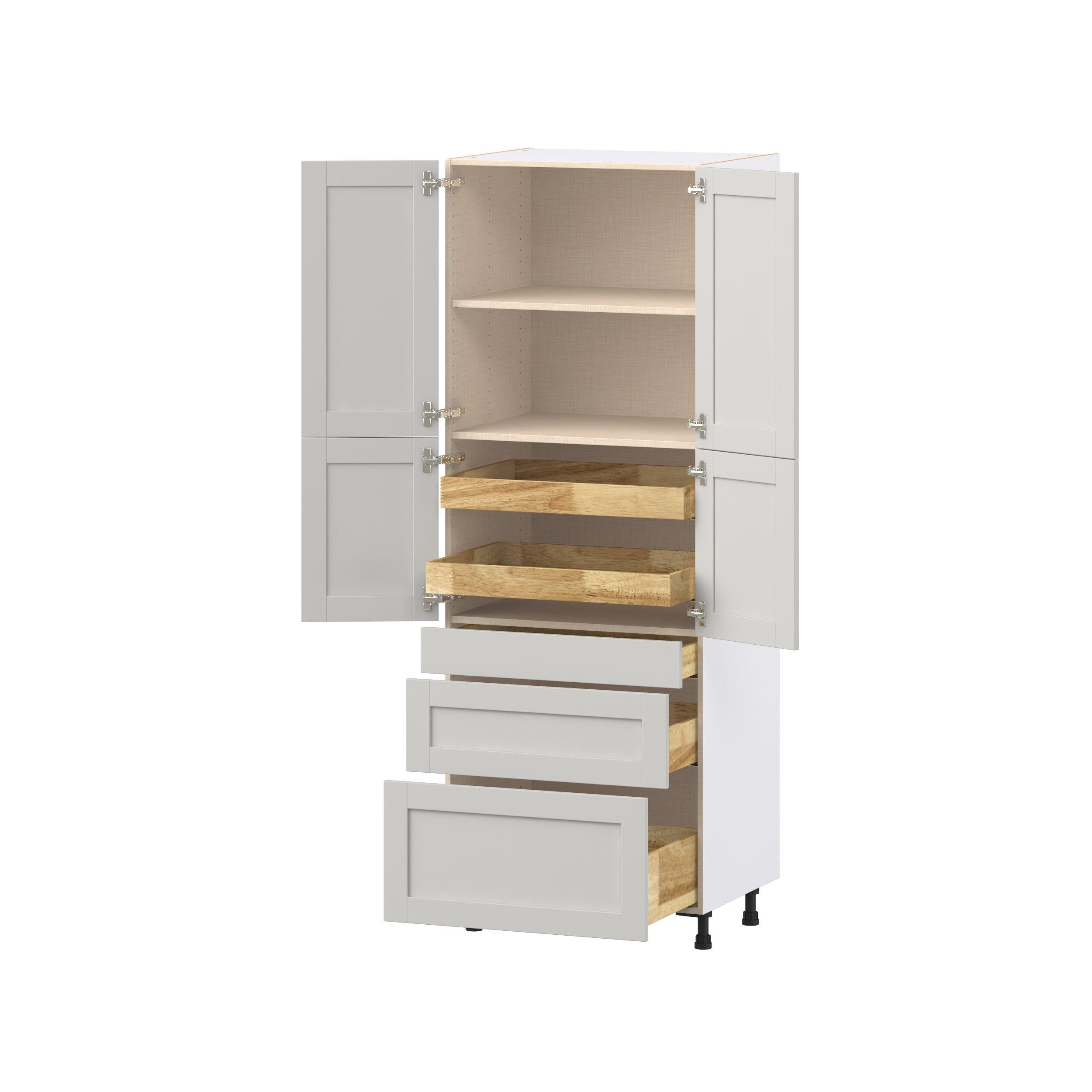 Summerhill 30 in. Light Gray Door and Drawer Pantry Cabinet with Inner Pull-Out