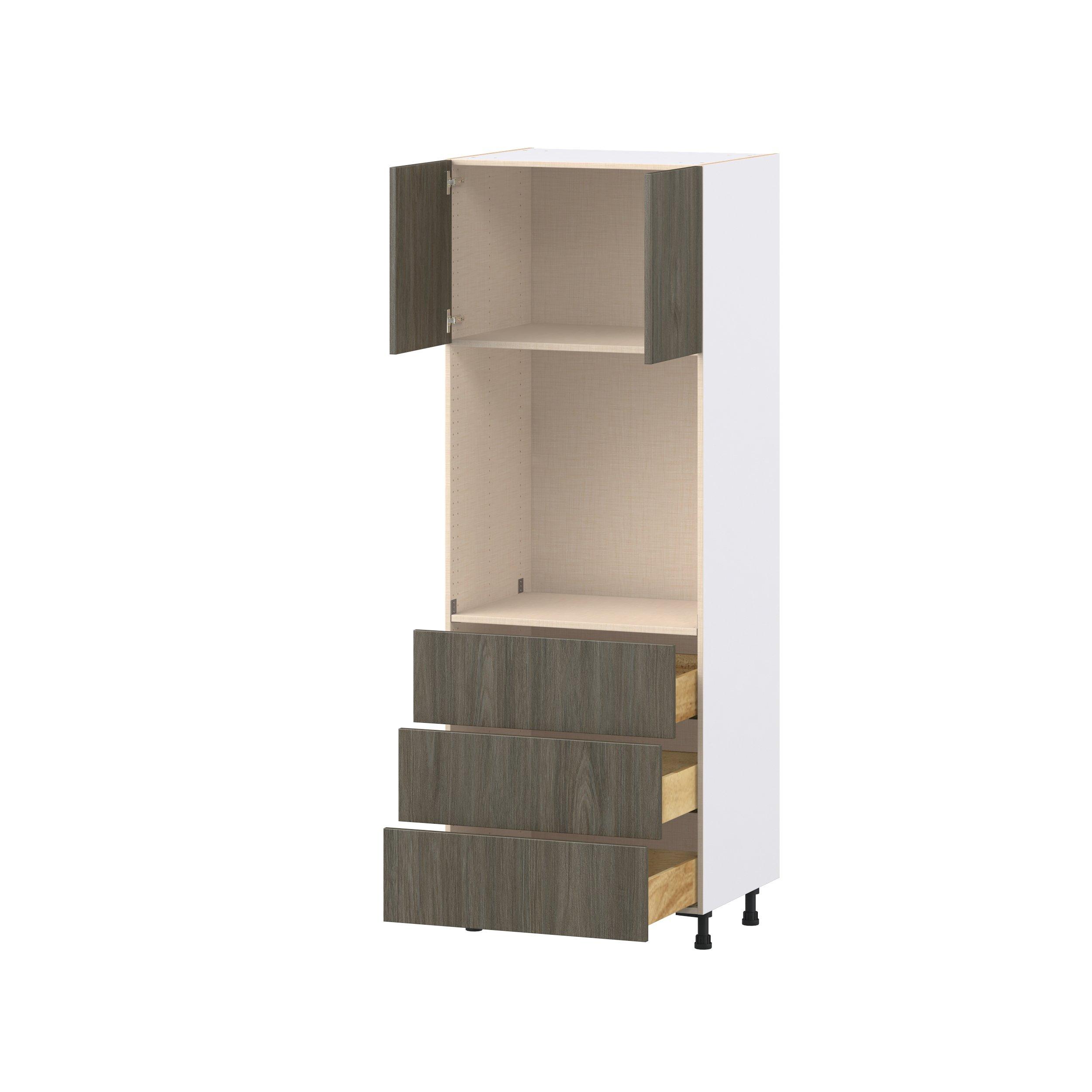 Glenwood 30 in. Burnt Walnut Door and Drawer Single Oven Pantry Cabinet