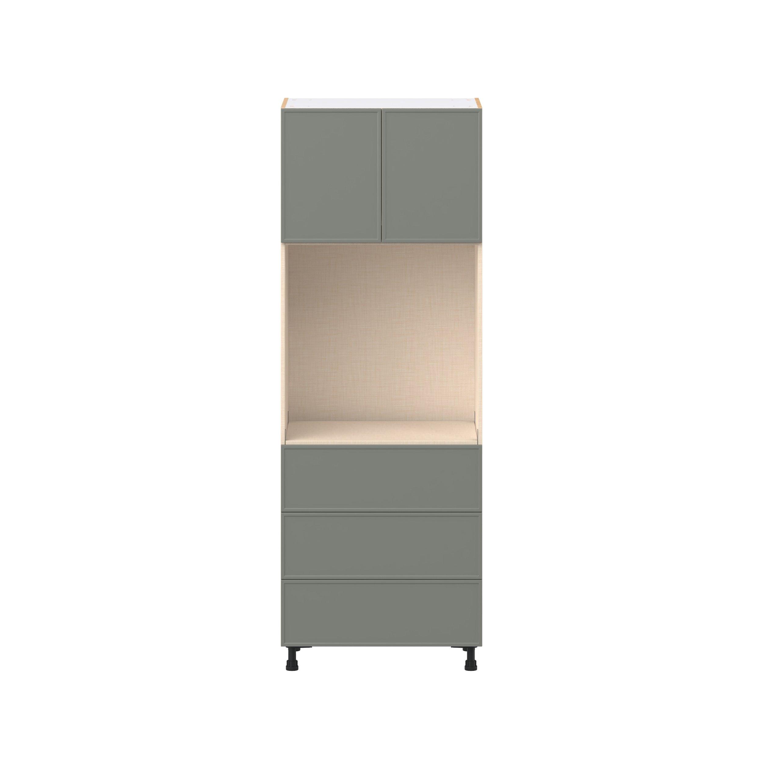 Linden 30 in. Painted Moss Green Door and Drawer Single Oven Pantry Cabinet