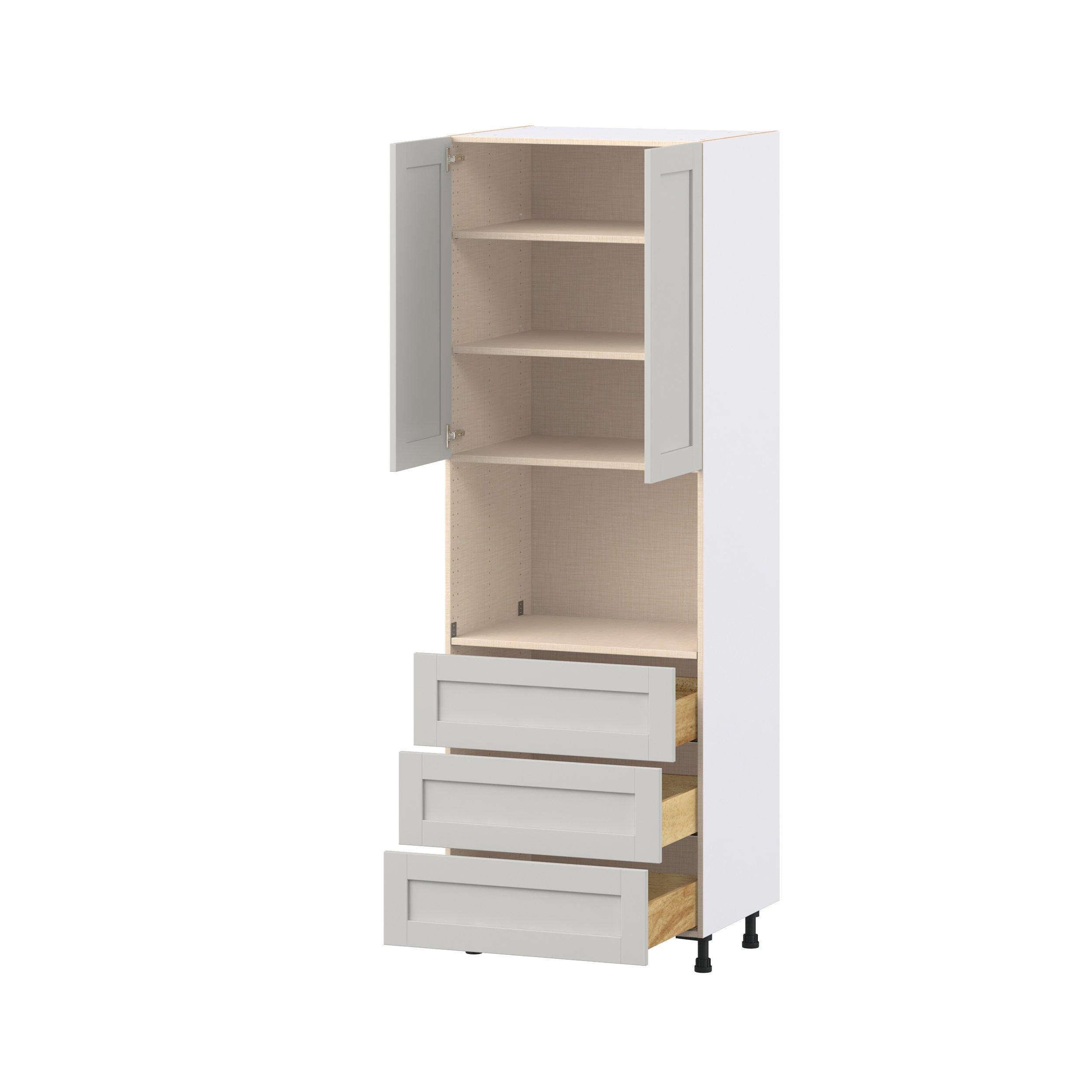 Summerhill 30 in. Light Gray Door and Drawer Microwave Pantry Cabinet