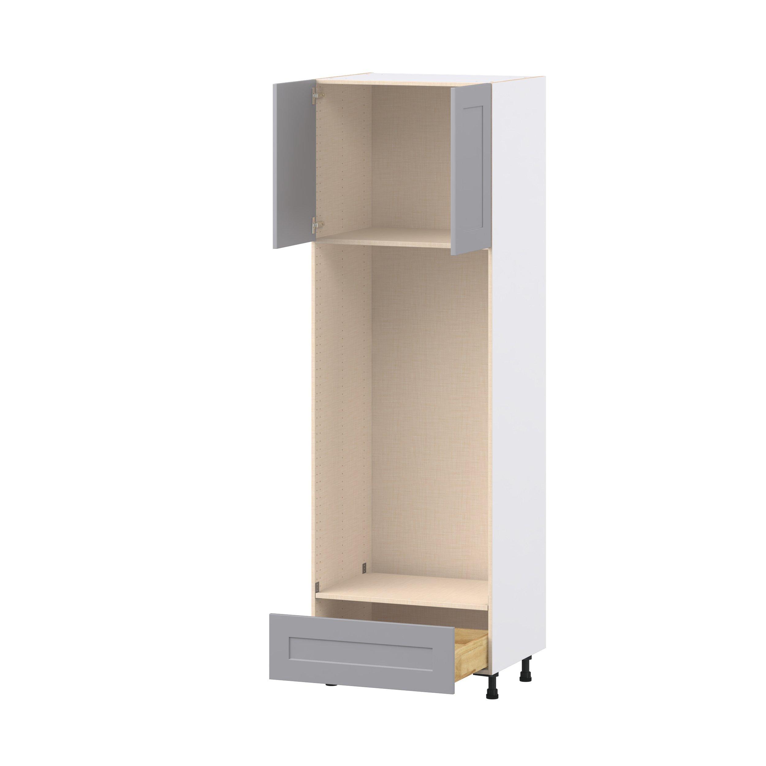 Candler 30 in. Painted Slate Gray Door and Drawer Double Oven Pantry Cabinet