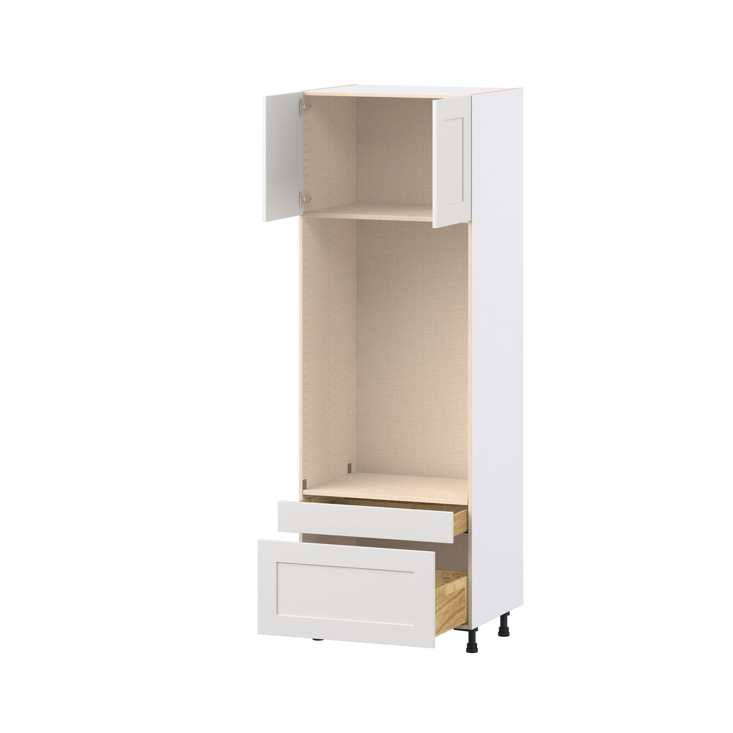 Candler 30 in. Painted Warm White Door and Drawer Microwave/Oven Pantry Cabinet