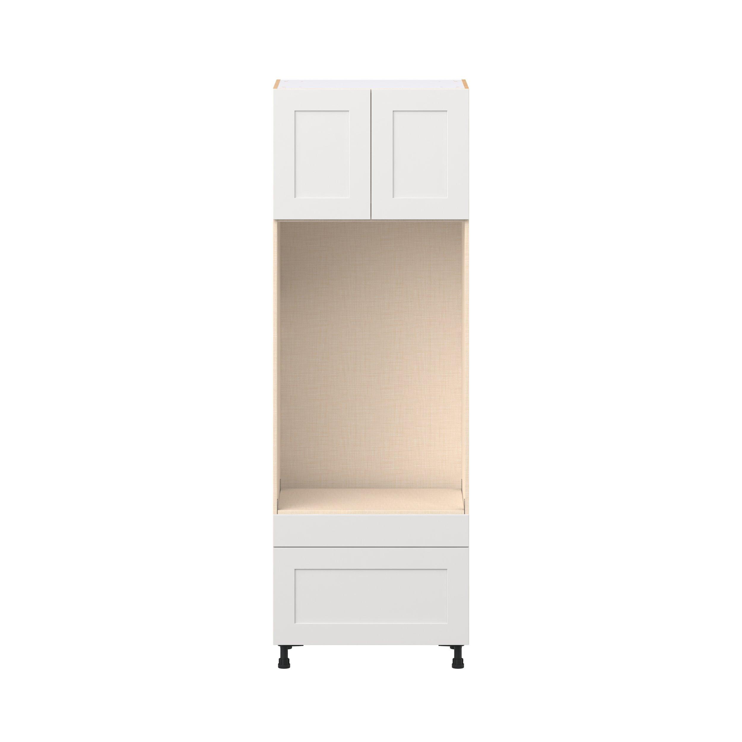 Candler 30 in. Painted Warm White Door and Drawer Microwave/Oven Pantry Cabinet