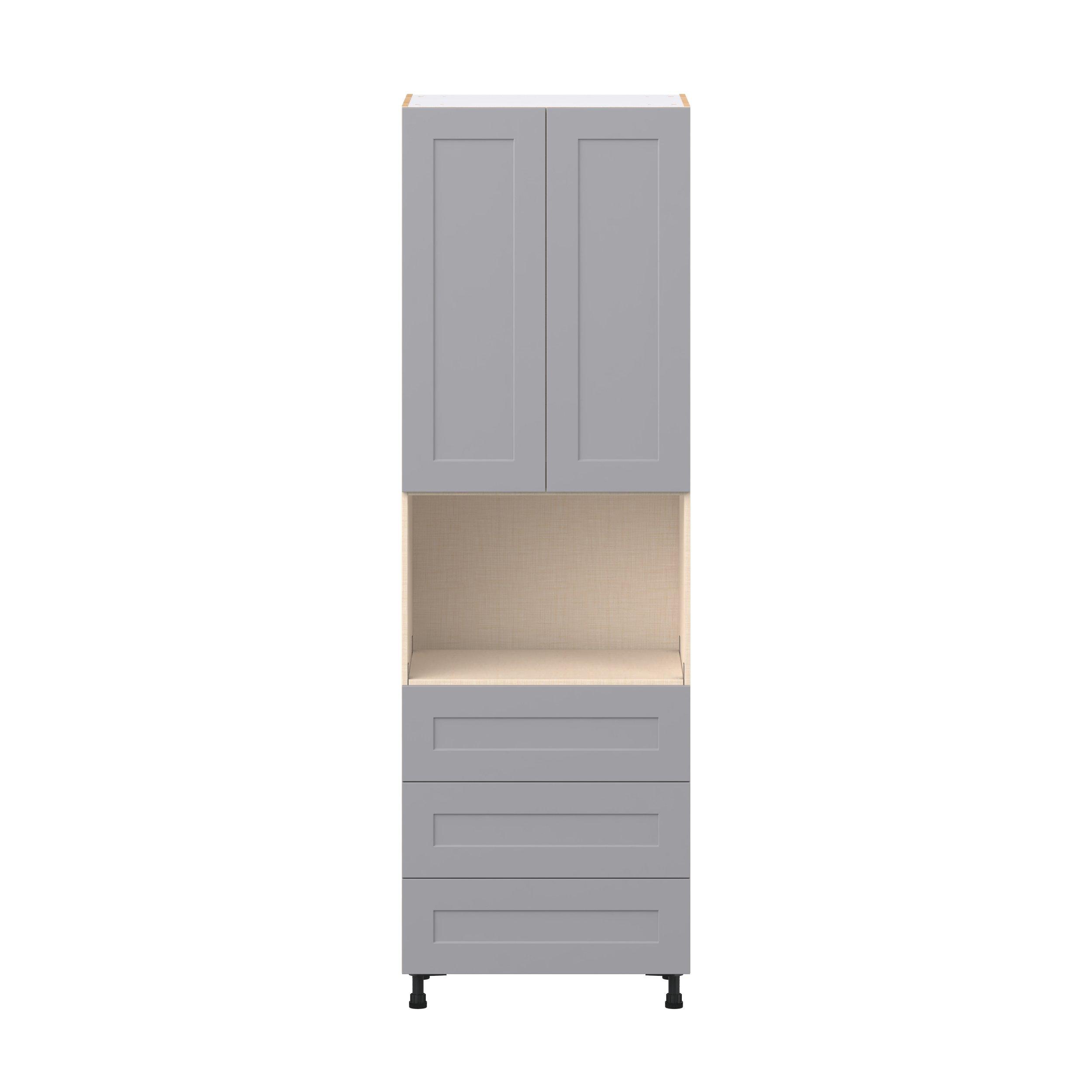 Candler 30 in. Painted Slate Gray Door and Drawer Microwave Pantry Cabinet