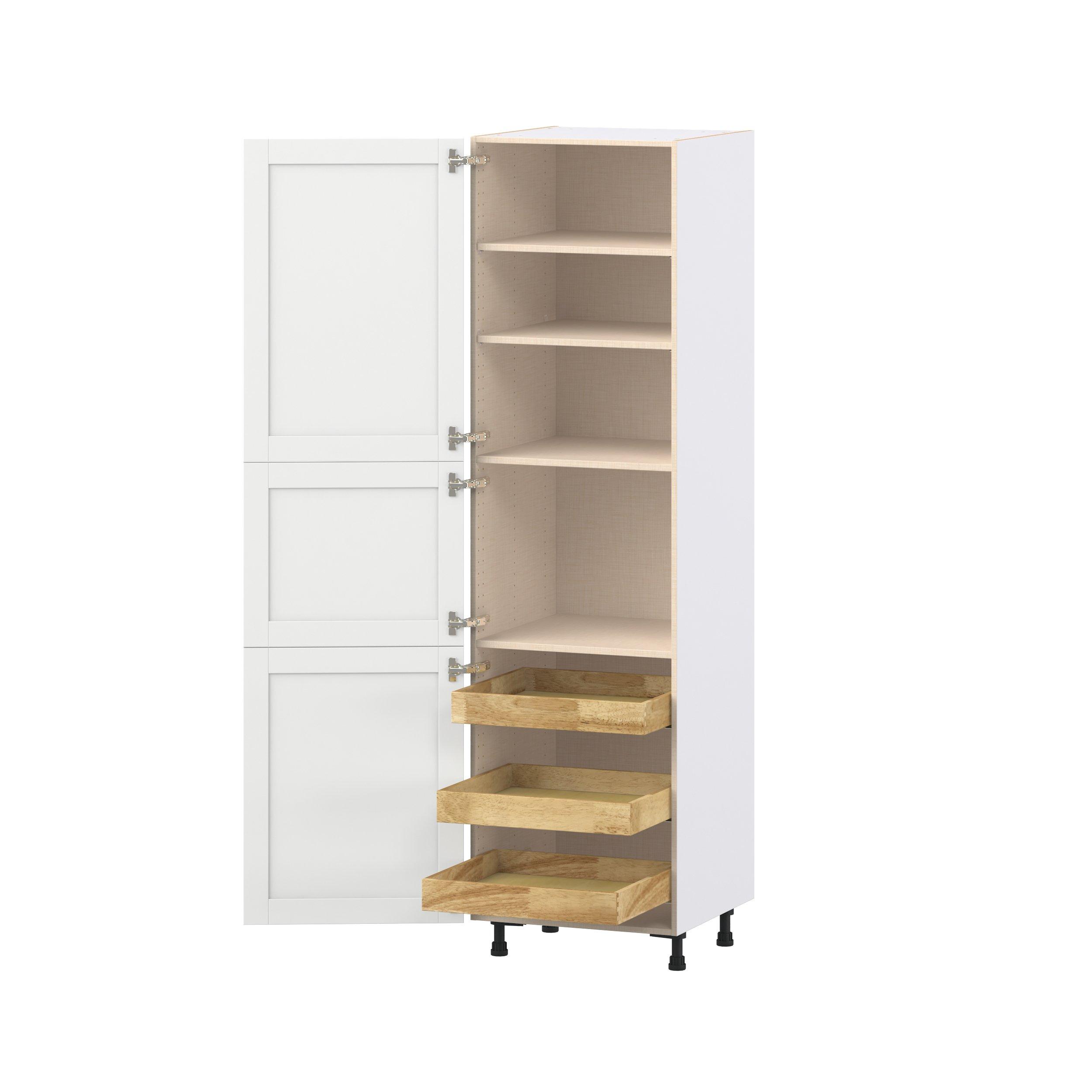 Summerhill 24 in. Bright White Pantry Cabinet with Inner Pull-Out Drawer