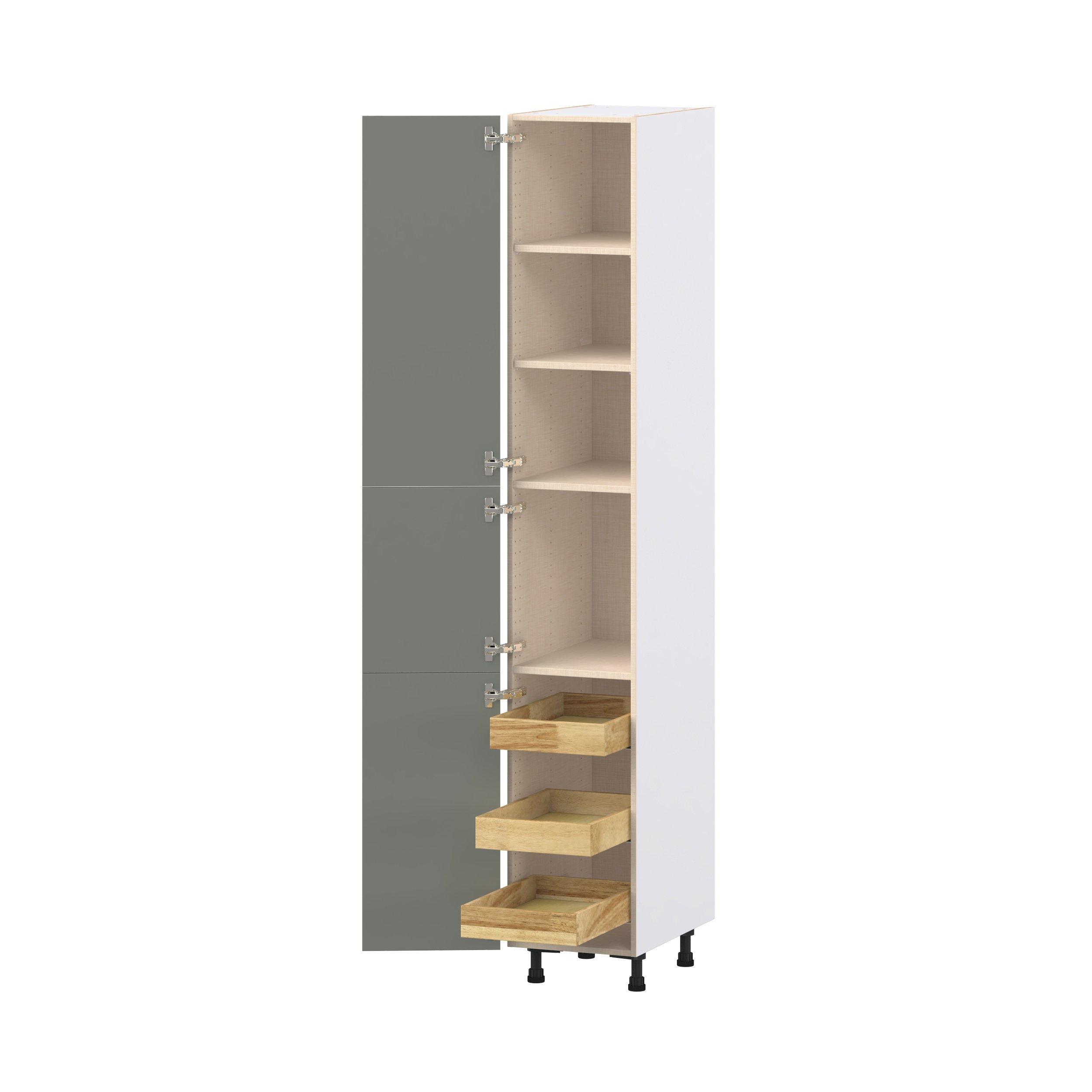 Linden 15 in. Painted Moss Green Pantry Cabinet with Inner Pull-Out Drawer