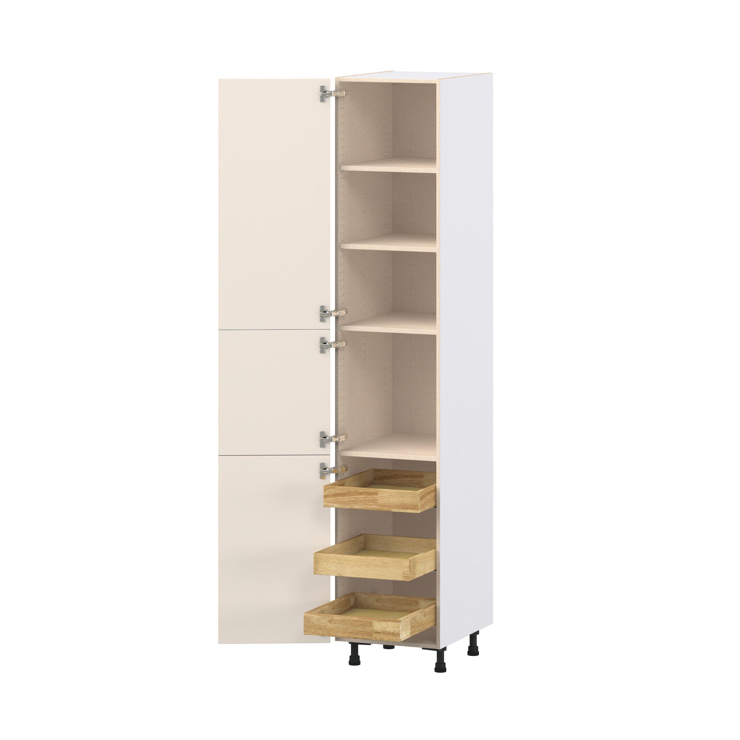 Linden 18 in. Painted Washed Linen Pantry Cabinet with Inner Pull-Out Drawer