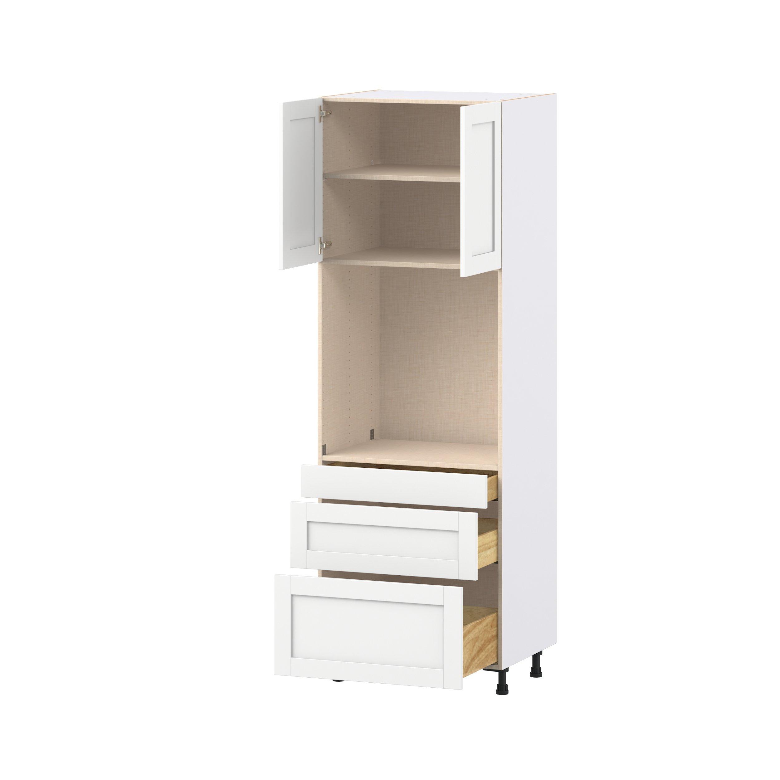 Summerhill 30 in. Bright White Door and Drawer Single Oven Pantry Cabinet