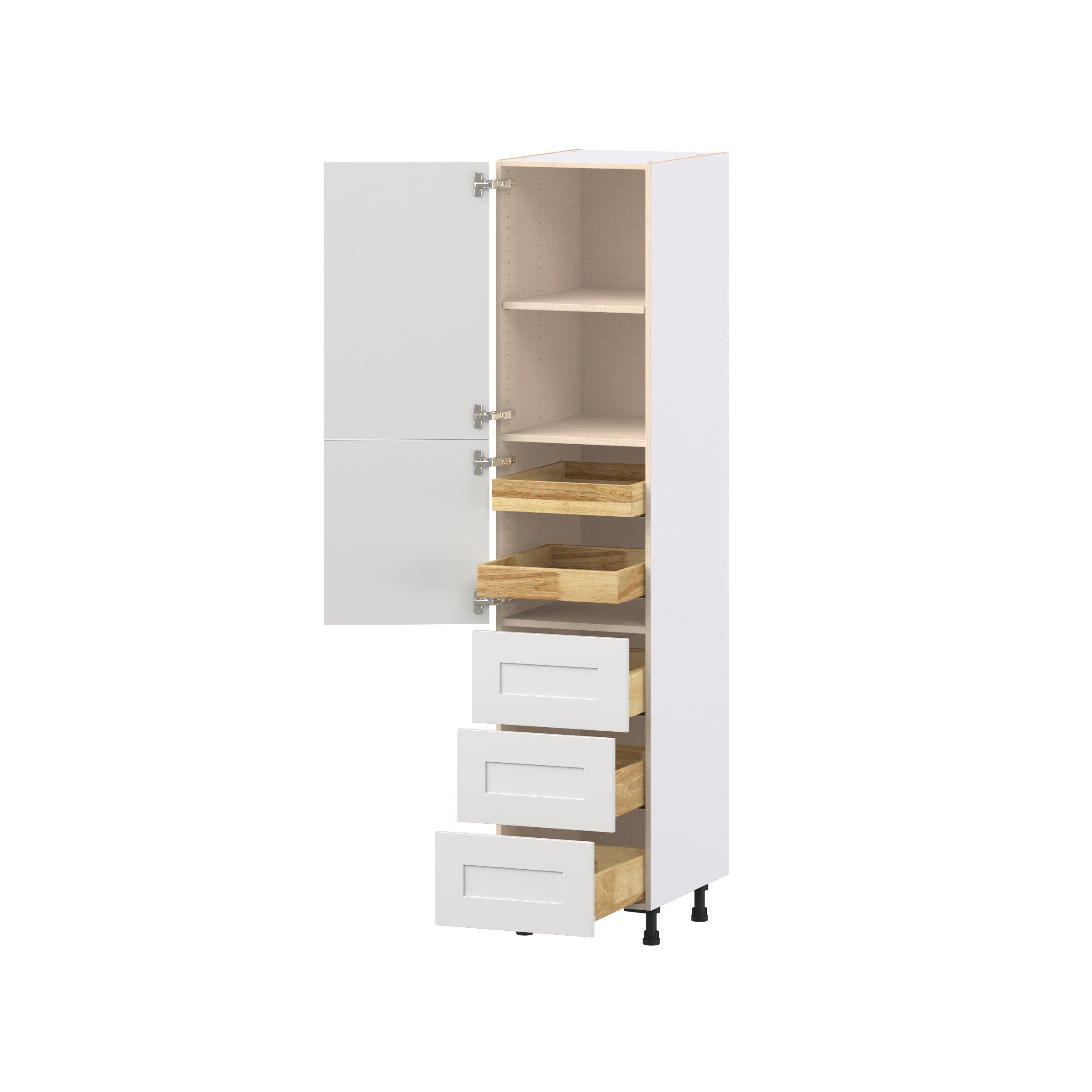 Candler 18 in. Painted Warm White Door and Drawer Pantry Cabinet with Inner Pull-Out