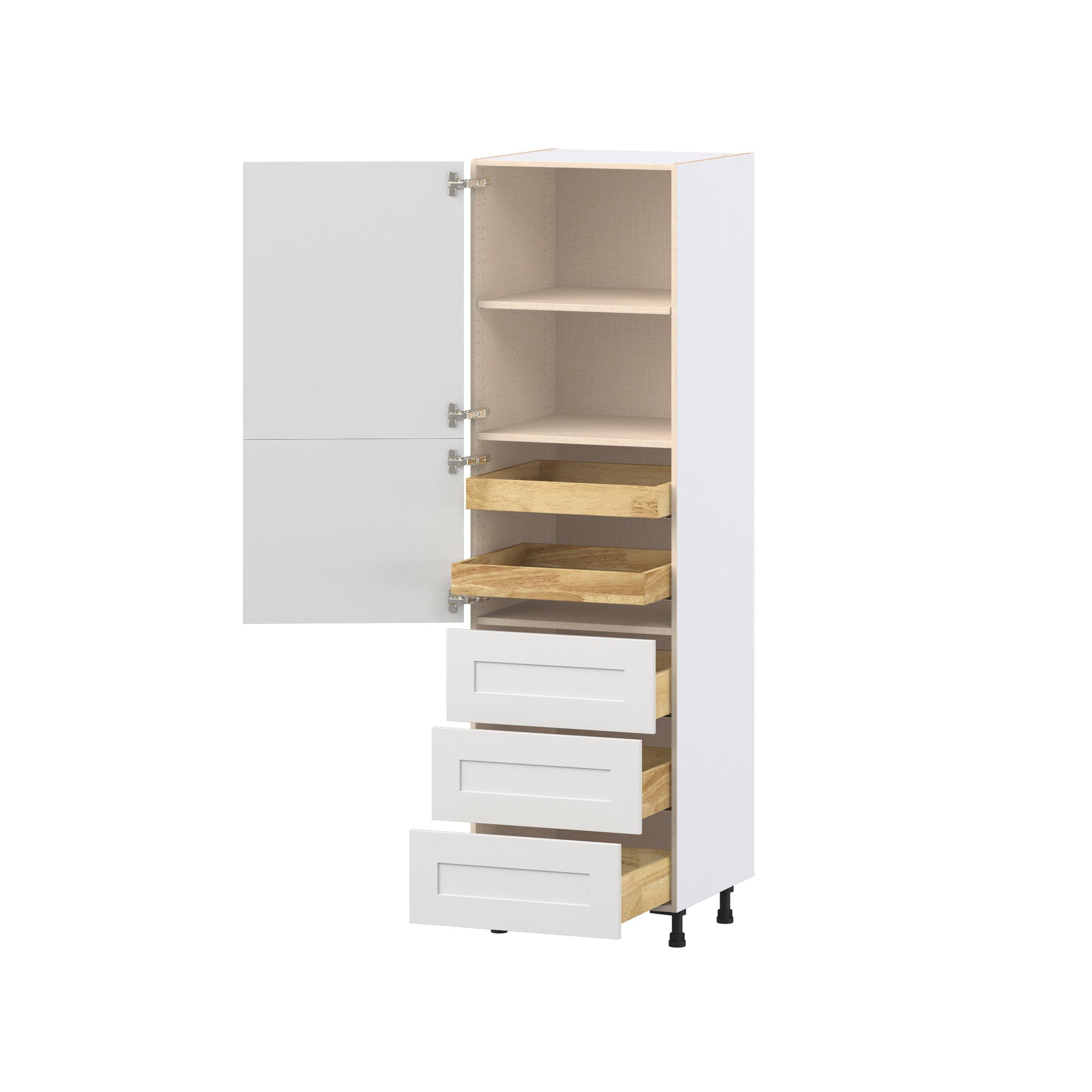 Candler 24 in. Painted Warm White Door and Drawer Pantry Cabinet with Inner Pull-Out