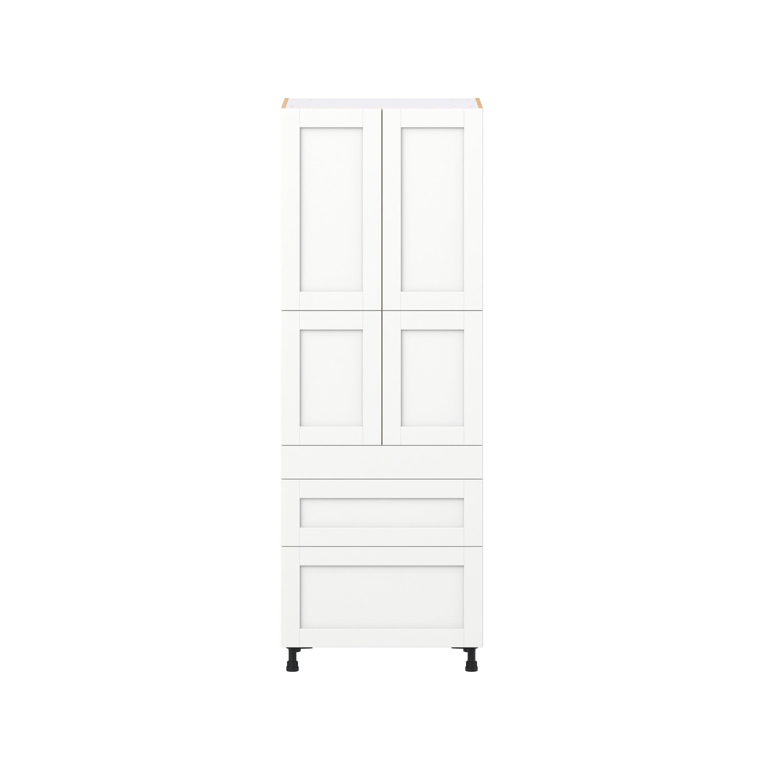 Summerhill 30 in. Bright White Door and Drawer Pantry Cabinet with Inner Pull-Out