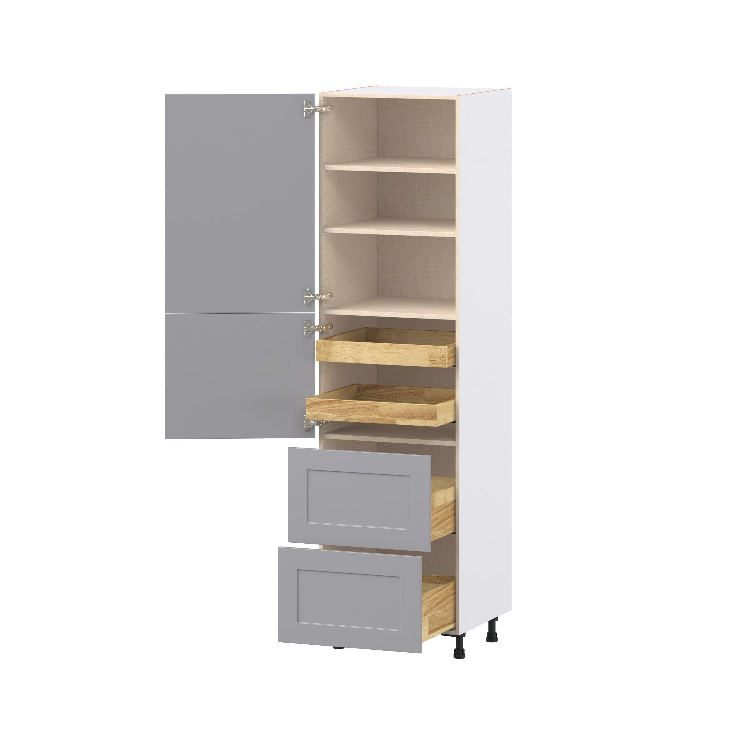 Candler 24 in. Painted Slate Gray Door and Drawer Pantry Cabinet with Inner Pull-Out