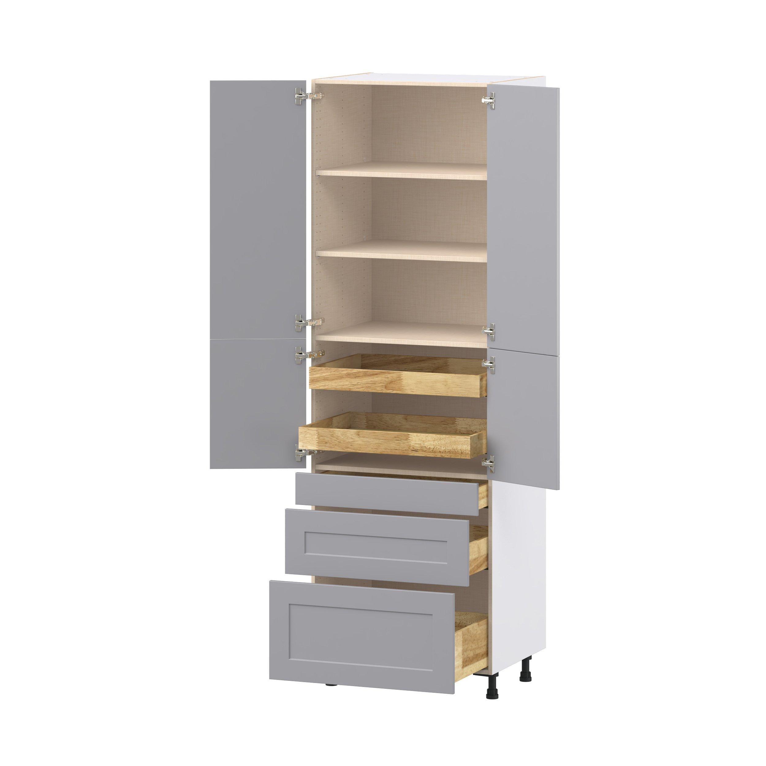 Candler 30 in. Painted Slate Gray Door and Drawer Pantry Cabinet with Inner Pull-Out