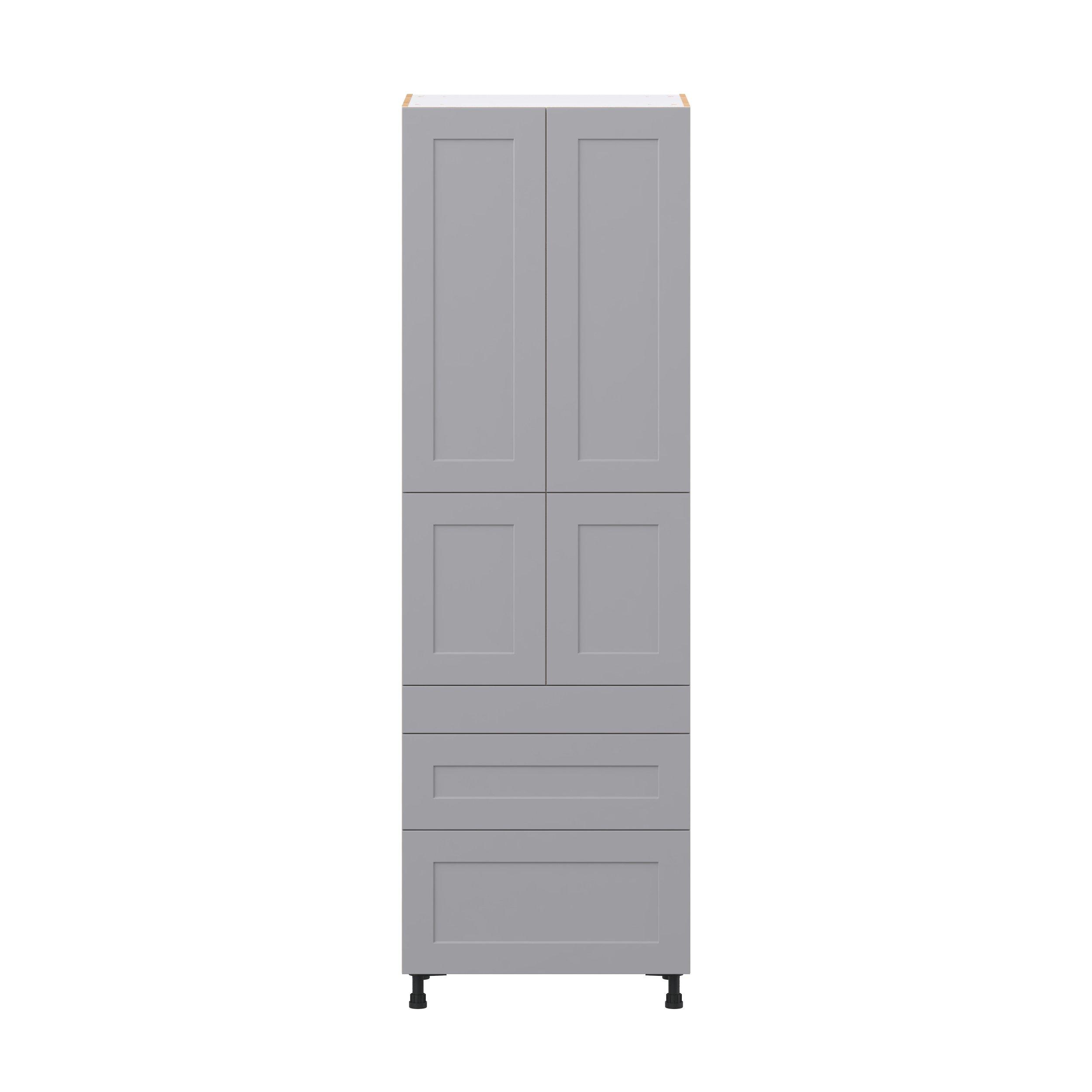Candler 30 in. Painted Slate Gray Door and Drawer Pantry Cabinet with Inner Pull-Out