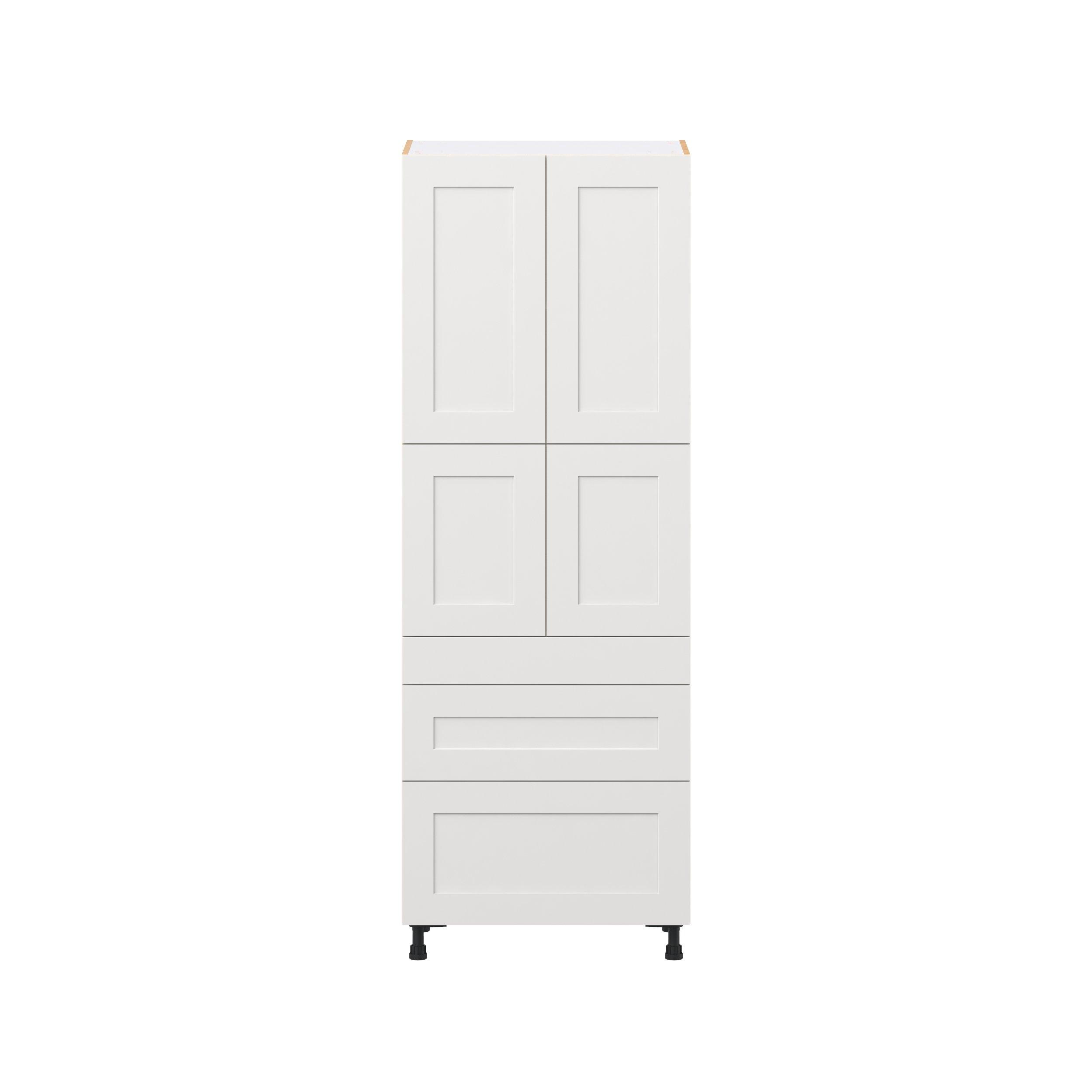 Candler 30 in. Painted Warm White Door and Drawer Pantry Cabinet with Inner Pull-Out