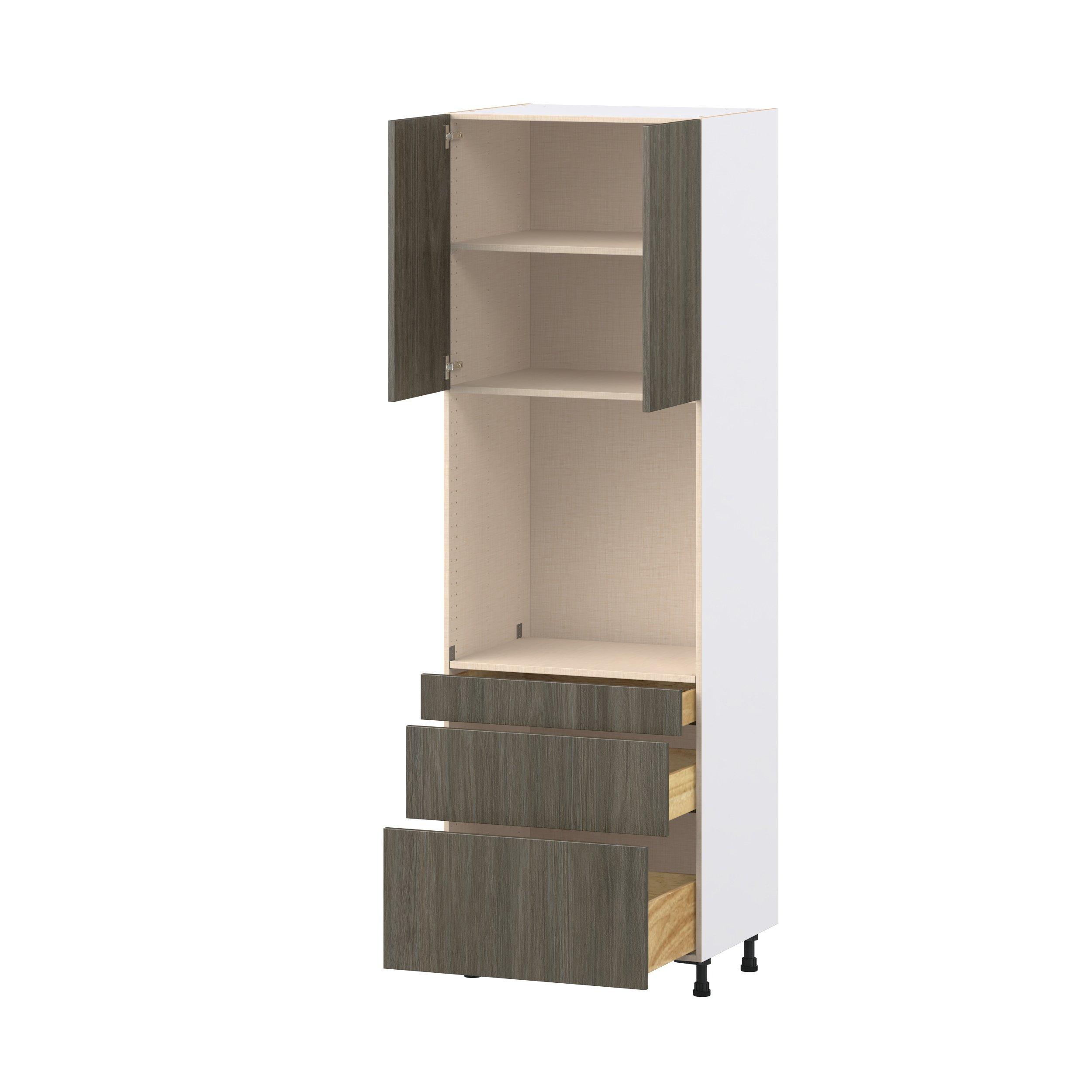 Glenwood 30 in. Burnt Walnut Door and Drawer Single Oven Pantry Cabinet