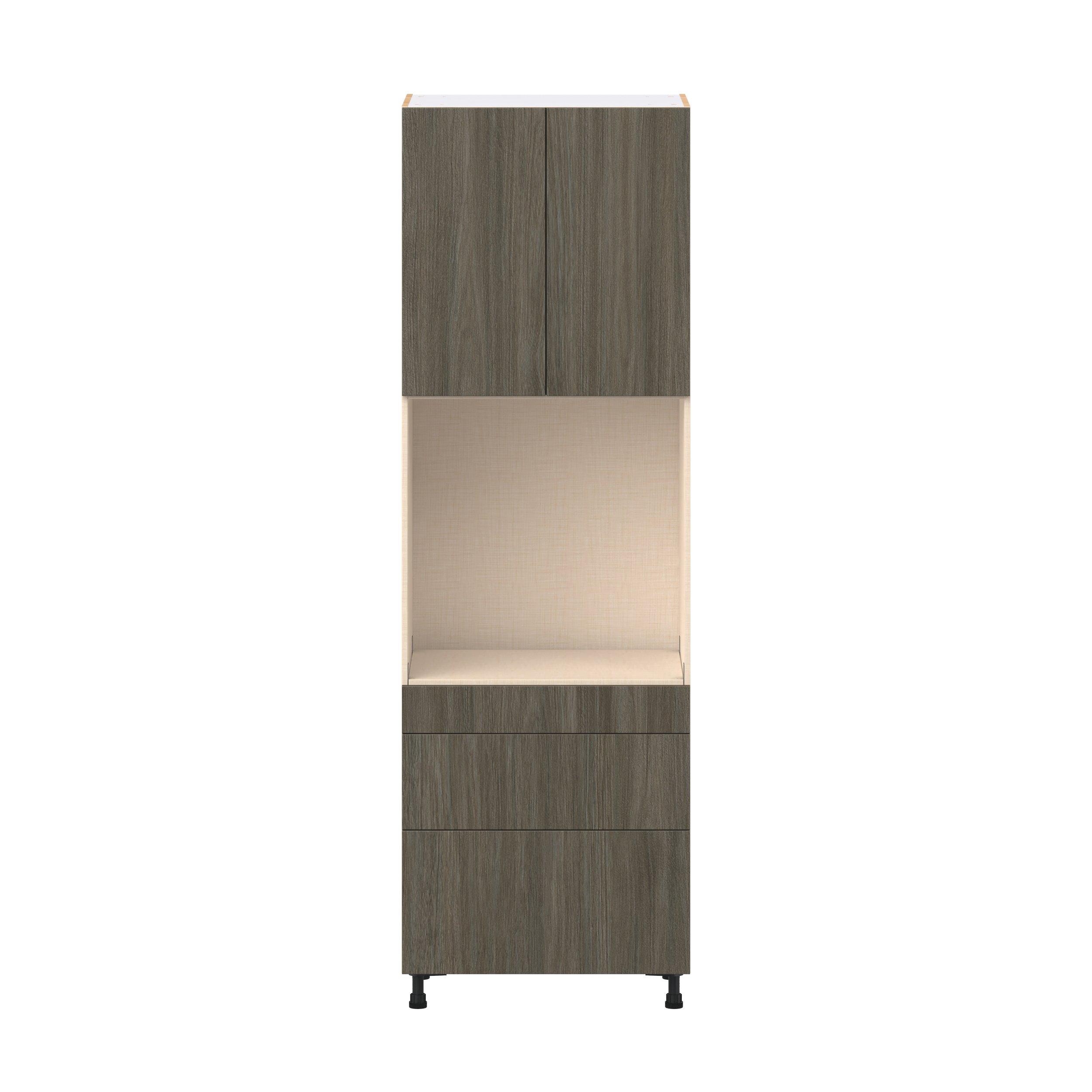 Glenwood 30 in. Burnt Walnut Door and Drawer Single Oven Pantry Cabinet