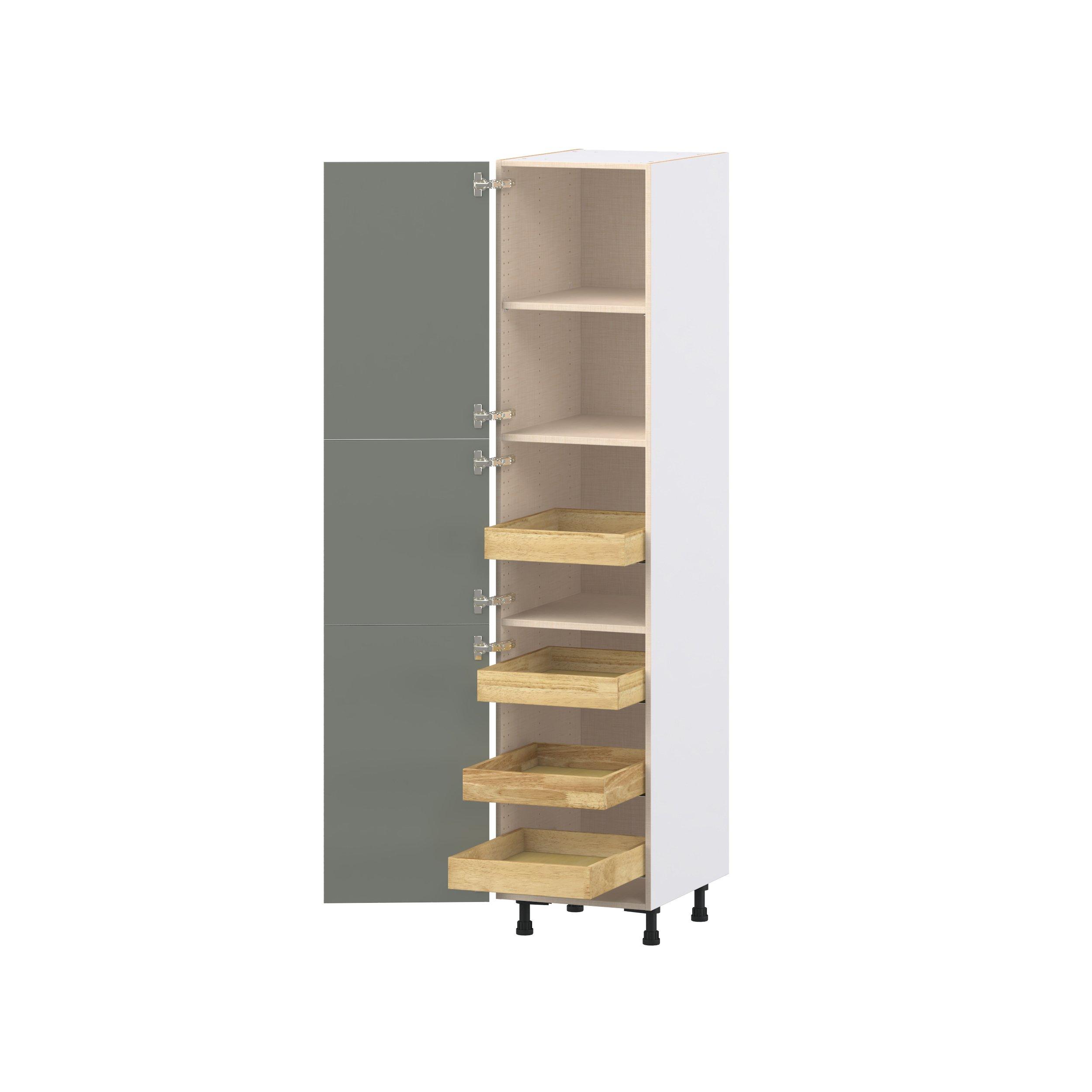 Linden 18 in. Painted Moss Green Pantry Cabinet with Inner Pull-Out Drawer