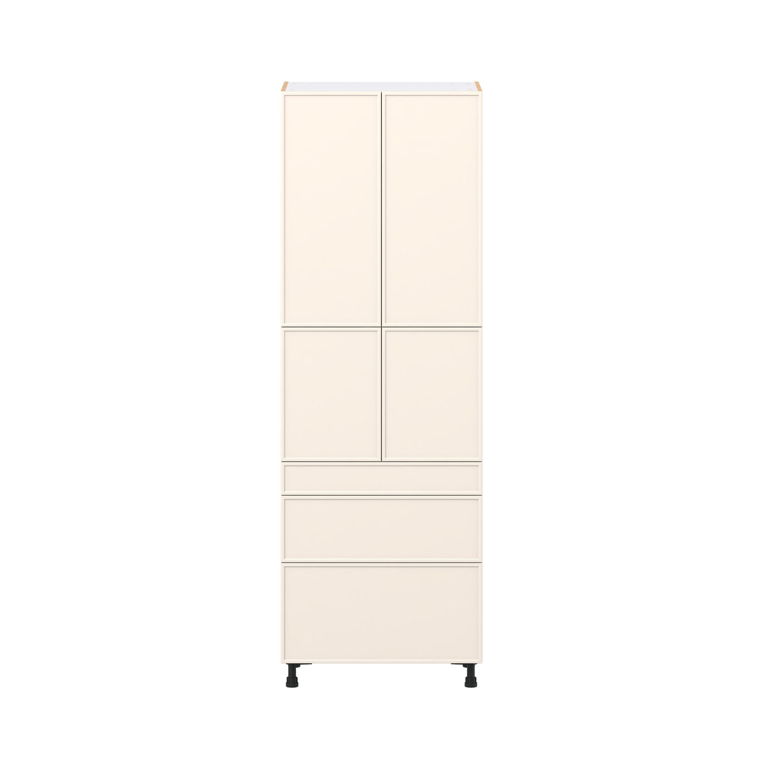Linden 30 in. Painted Washed Linen Door and Drawer Pantry Cabinet with Inner Pull-Out