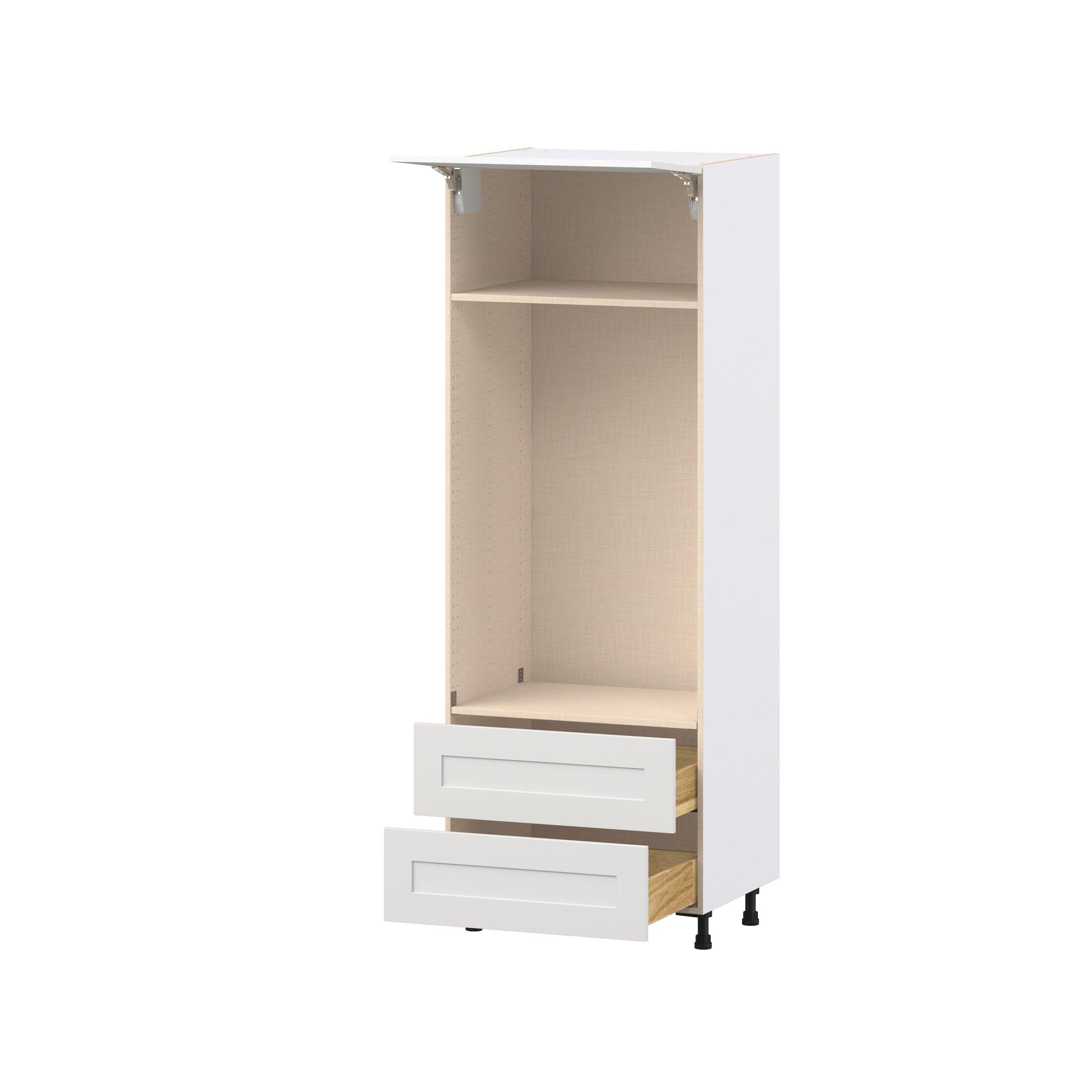 Candler 30 in. Painted Warm White Lift Up Door and Drawer Microwave/Oven Pantry Cabinet