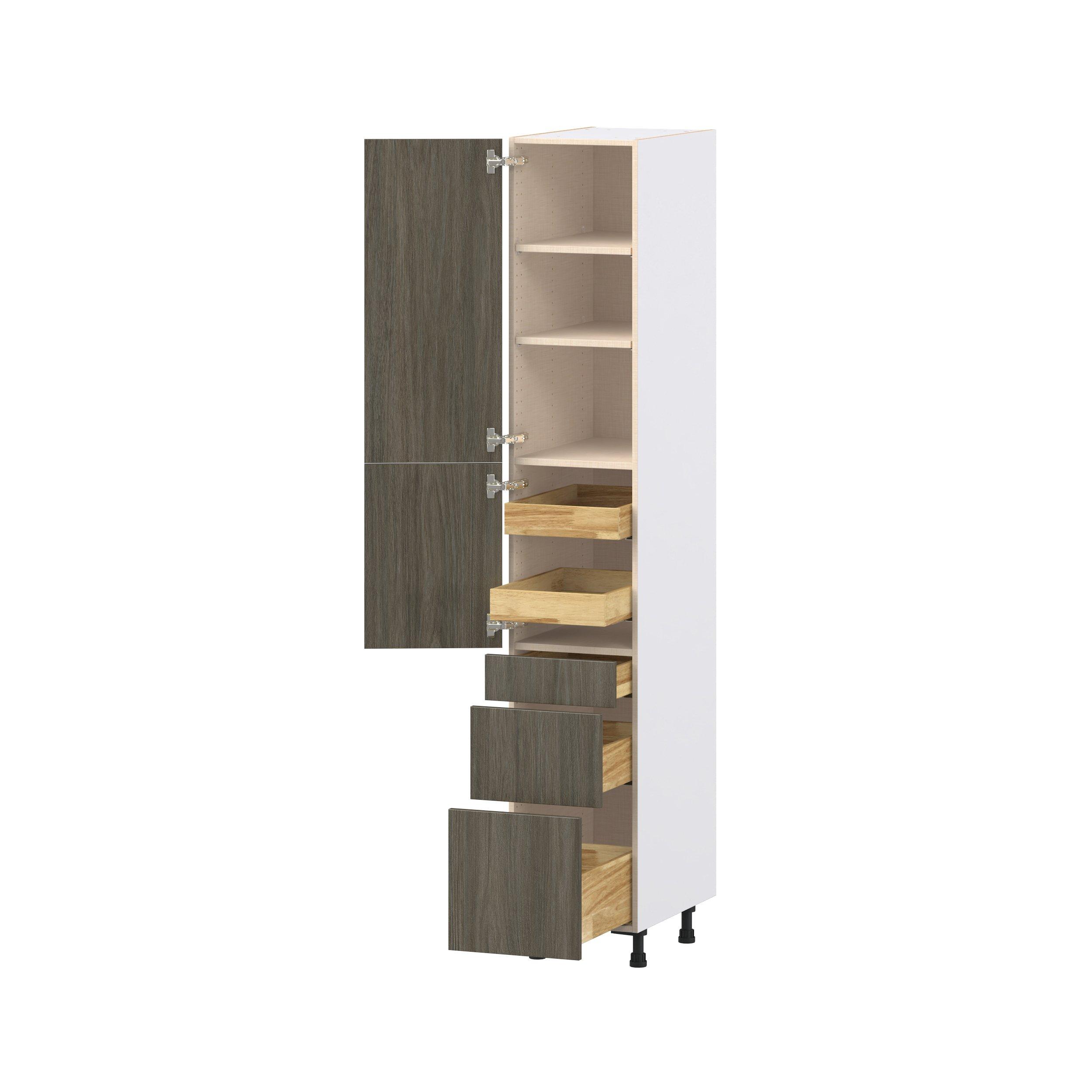 Glenwood 15 in. Burnt Walnut Door and Drawer Pantry Cabinet with Inner Pull-Out
