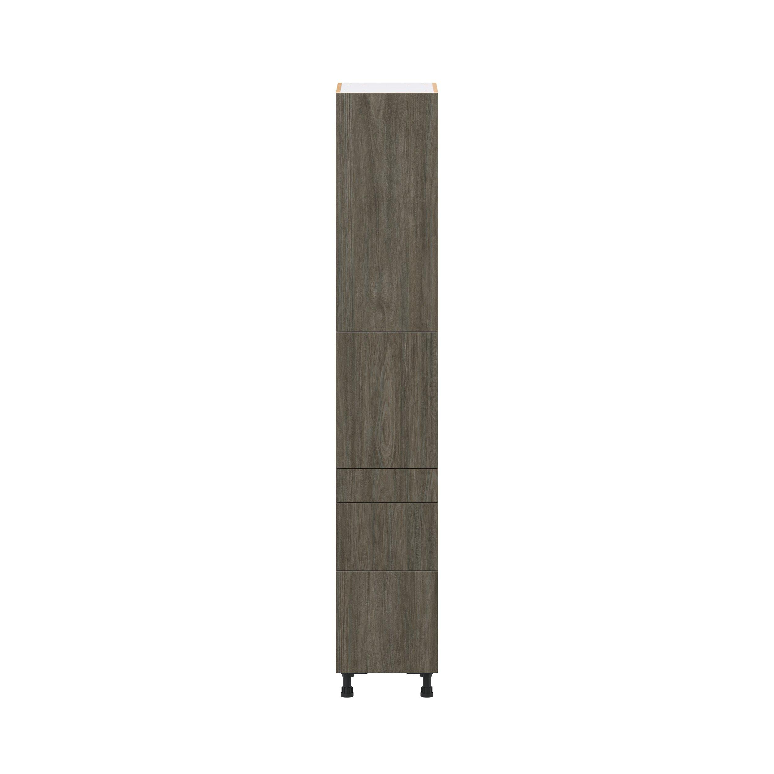 Glenwood 15 in. Burnt Walnut Door and Drawer Pantry Cabinet with Inner Pull-Out