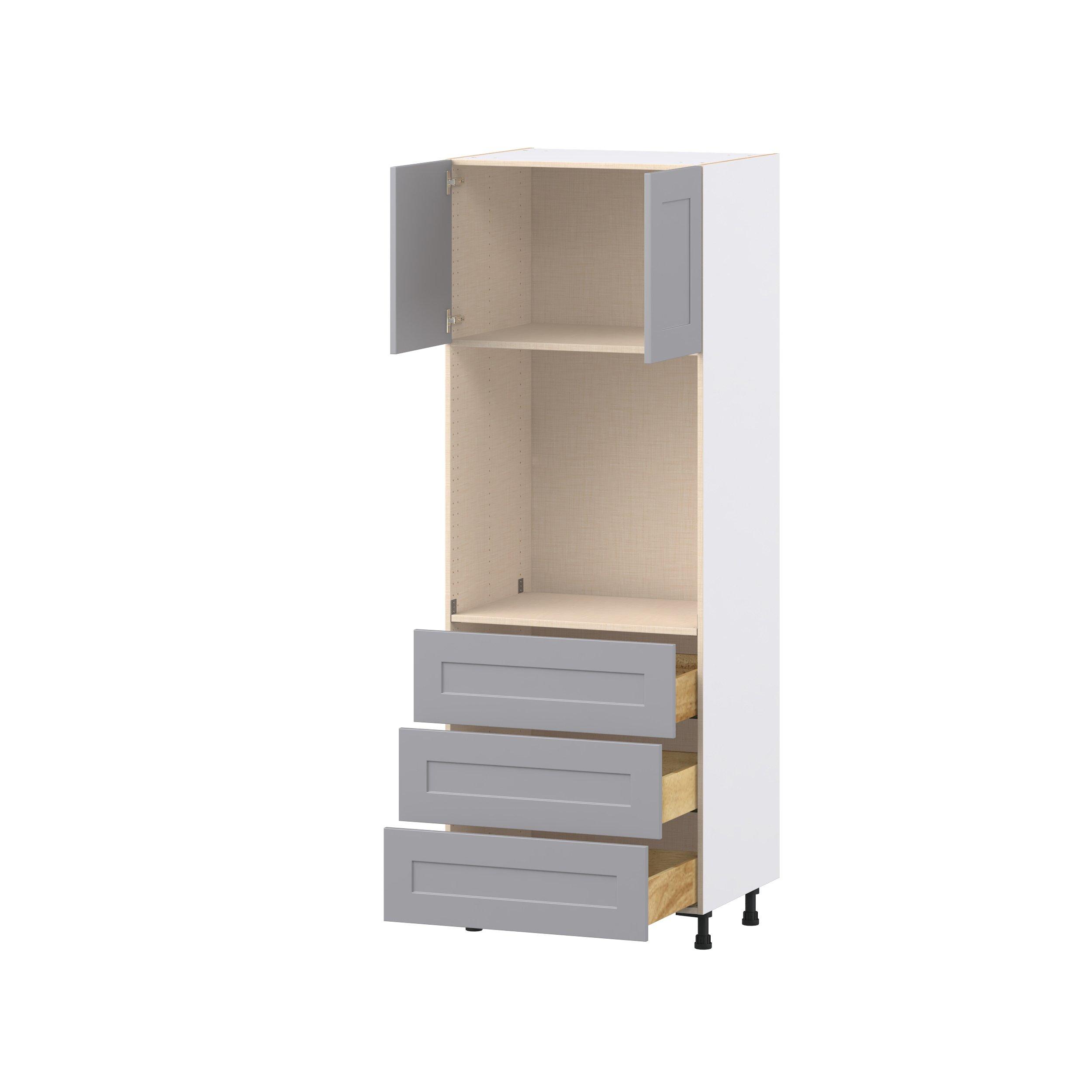 Candler 30 in. Painted Slate Gray Door and Drawer Single Oven Pantry Cabinet