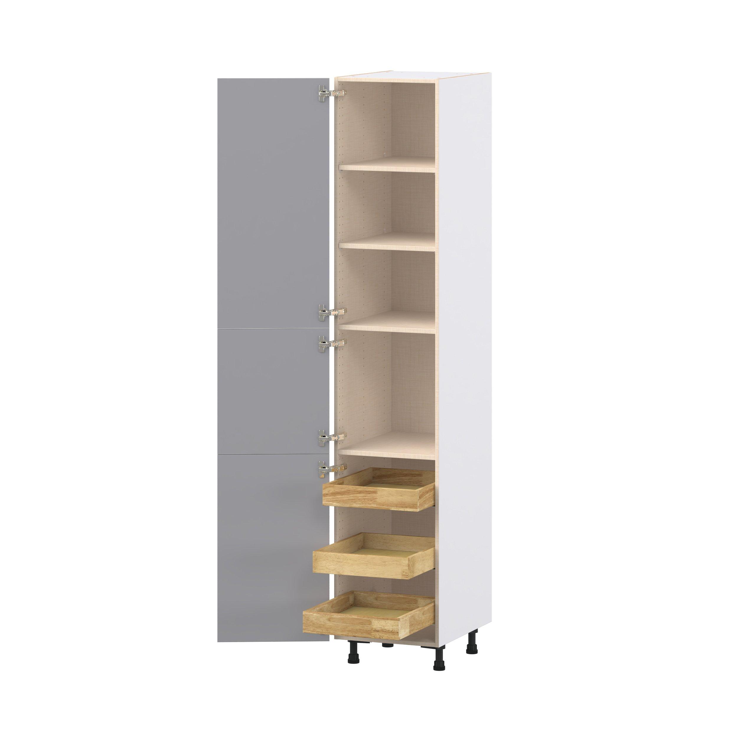 Candler 18 in. Painted Slate Gray Pantry Cabinet with Inner Pull-Out Drawer