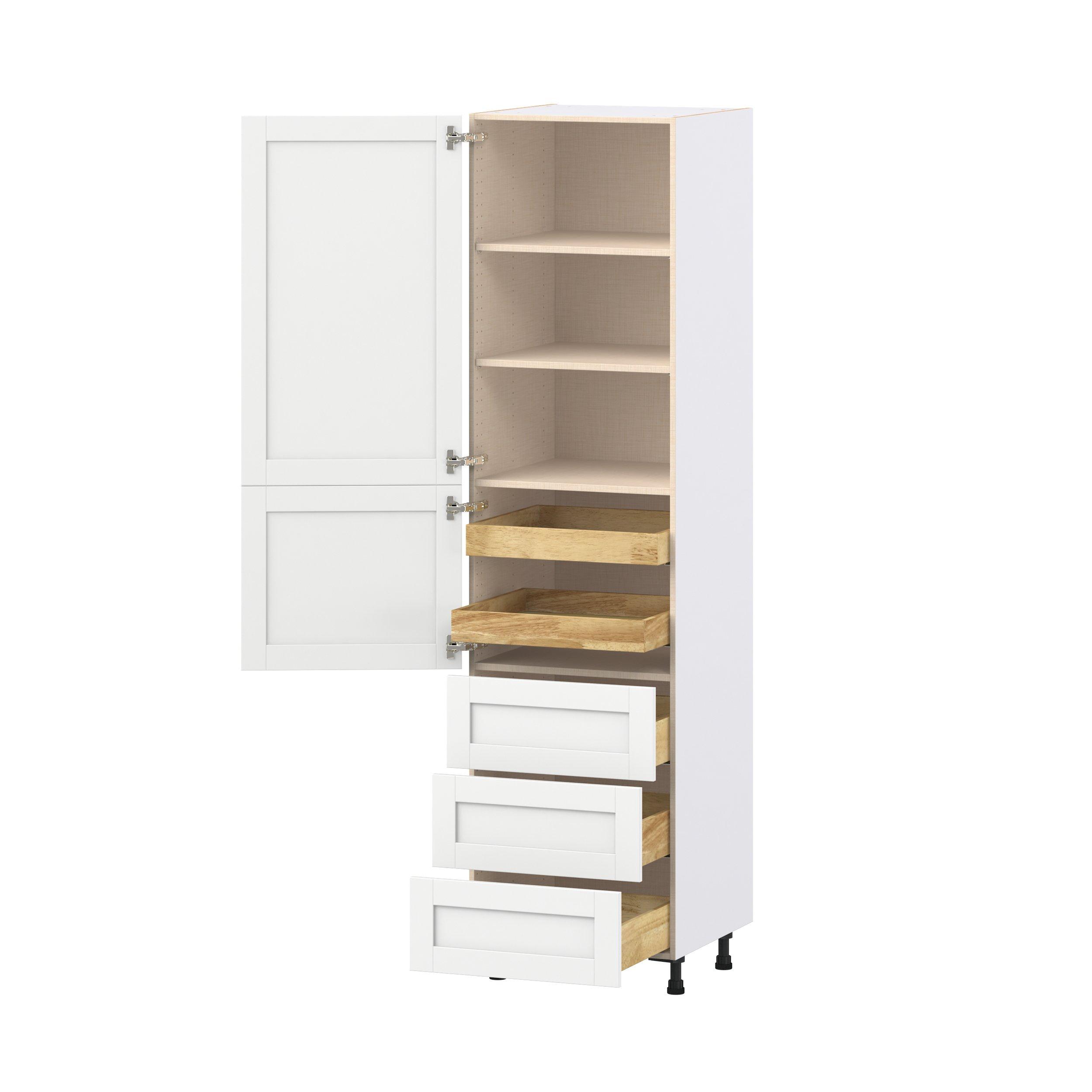 Summerhill 24 in. Bright White Door and Drawer Pantry Cabinet with Inner Pull-Out