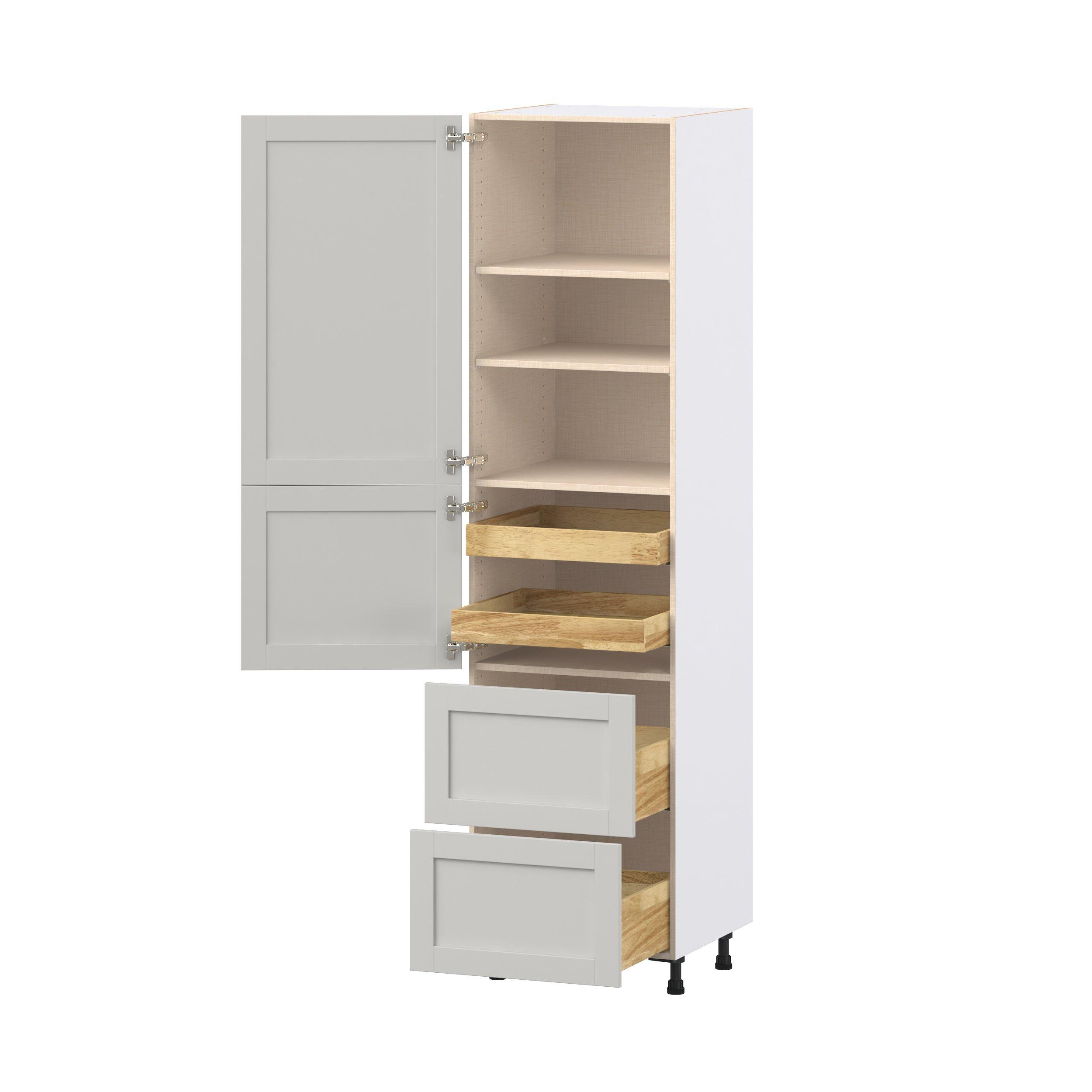 Summerhill 24 in. Light Gray Door and Drawer Pantry Cabinet with Inner Pull-Out