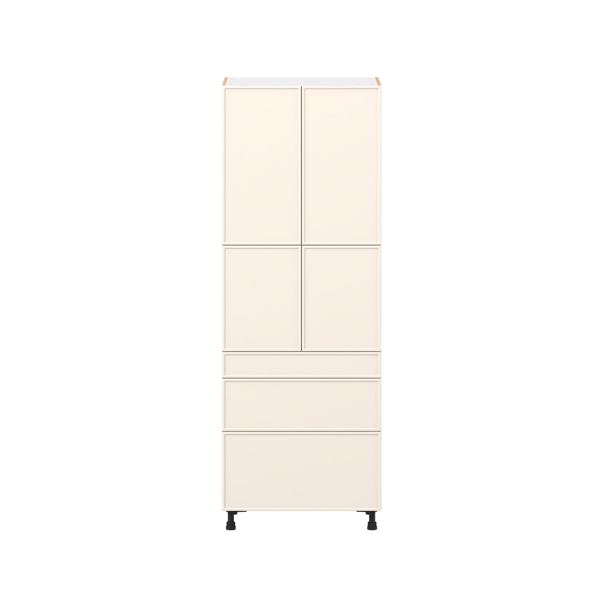 Linden 30 in. Painted Washed Linen Door and Drawer Pantry Cabinet with Inner Pull-Out
